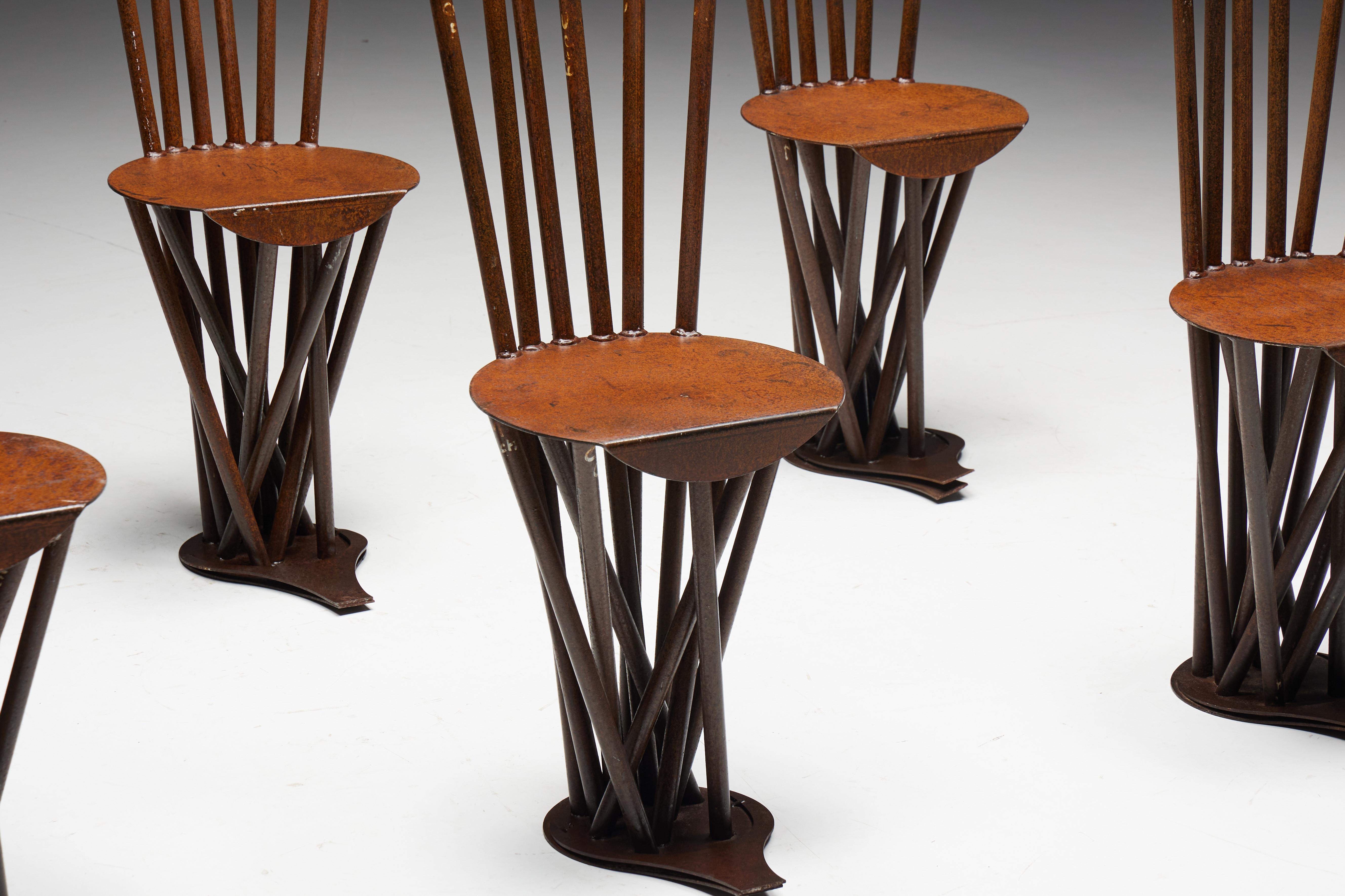 French Industrial Wabi Sabi Primitive Chairs, France, 1950s For Sale