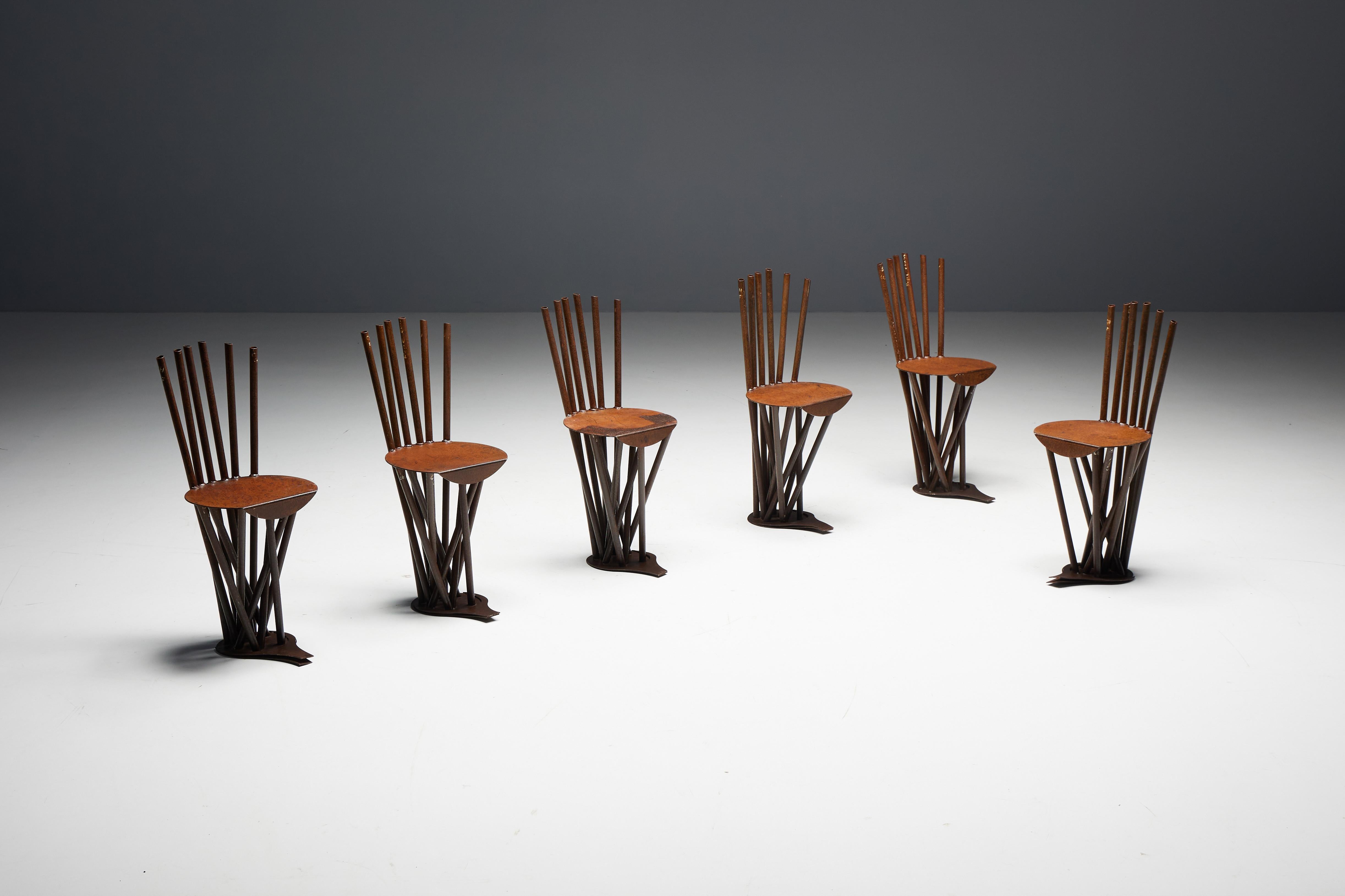 Mid-20th Century Industrial Wabi Sabi Primitive Chairs, France, 1950s For Sale
