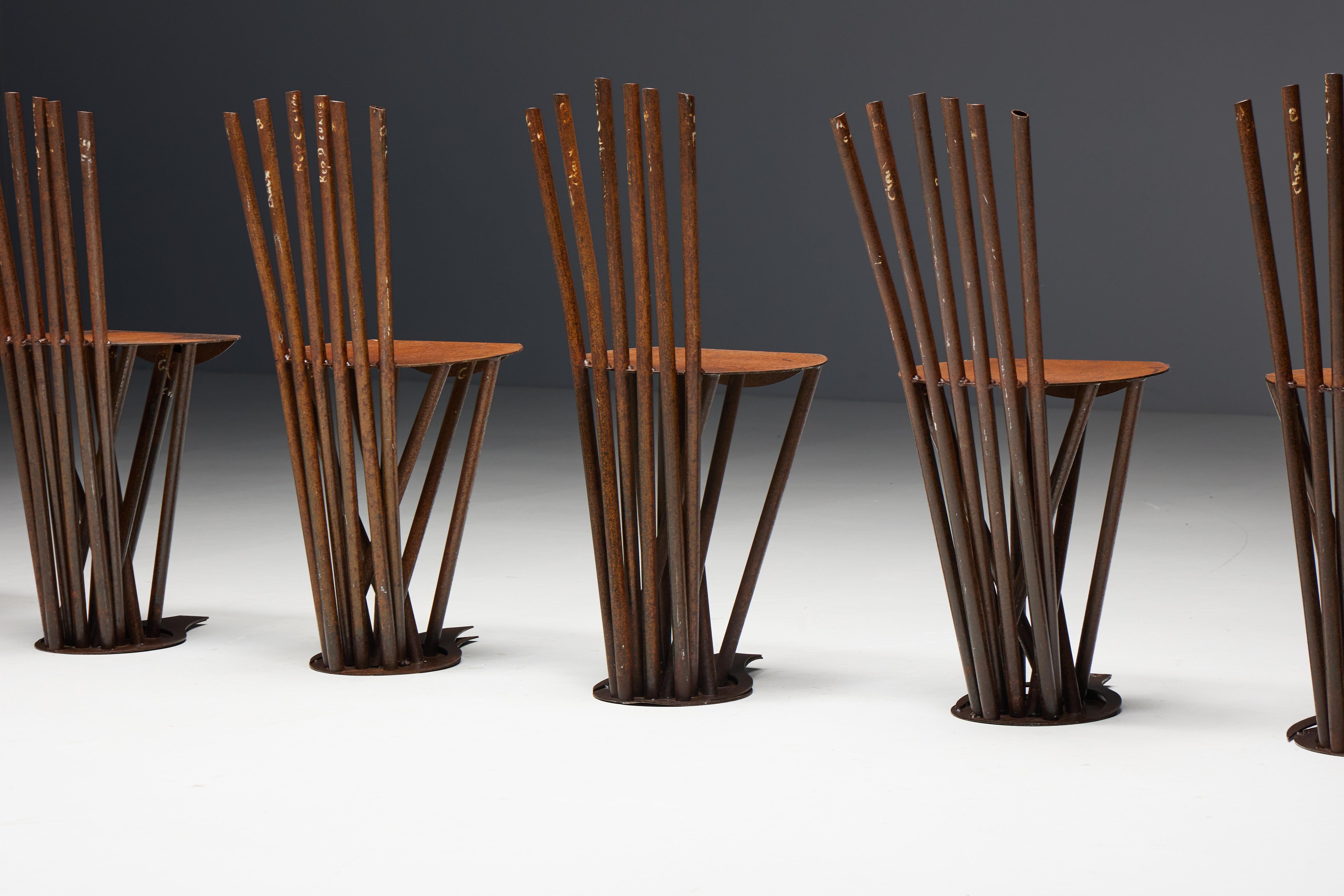 Industrial Wabi Sabi Primitive Chairs, France, 1950s For Sale 1
