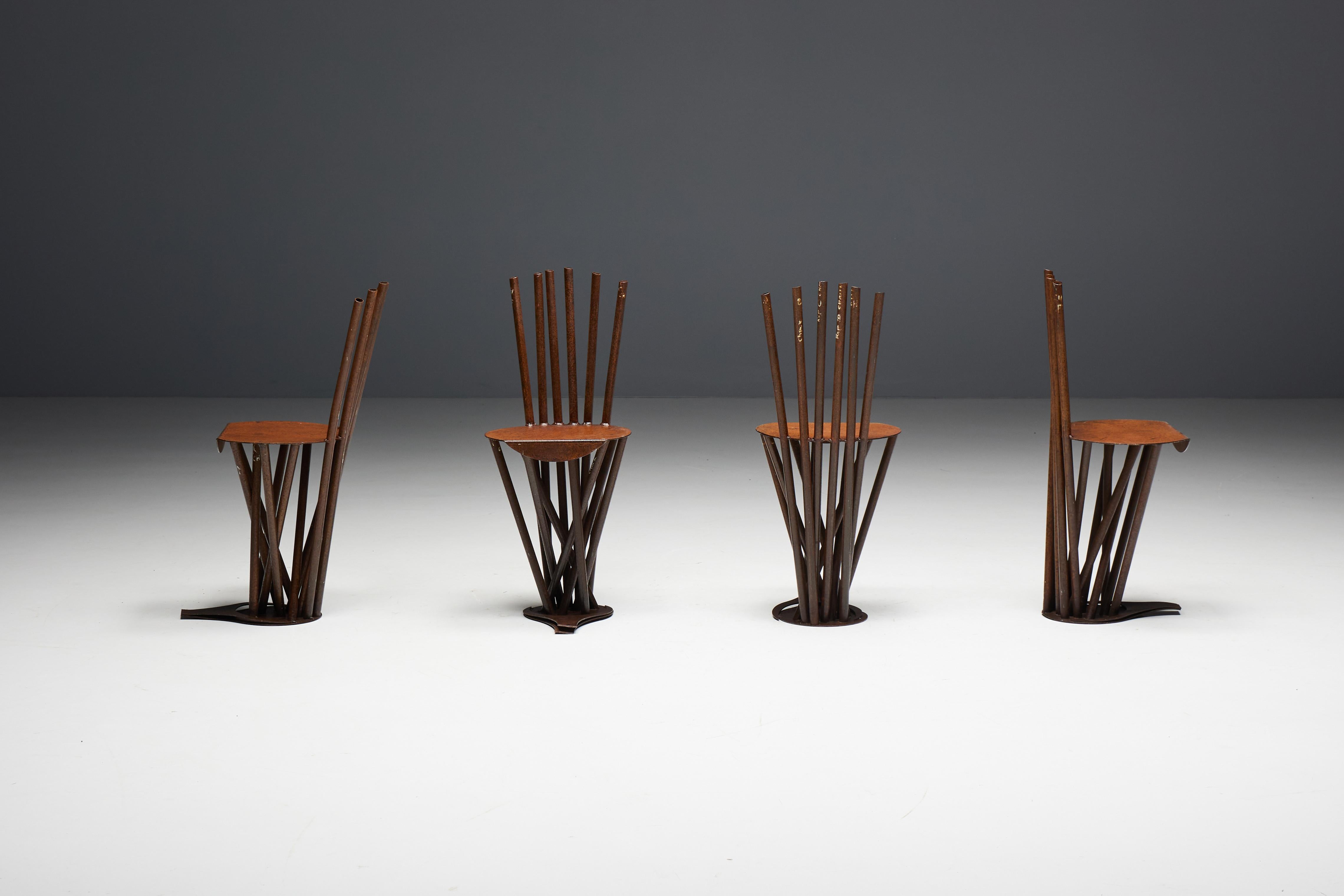 Industrial Wabi Sabi Primitive Chairs, France, 1950s For Sale 2