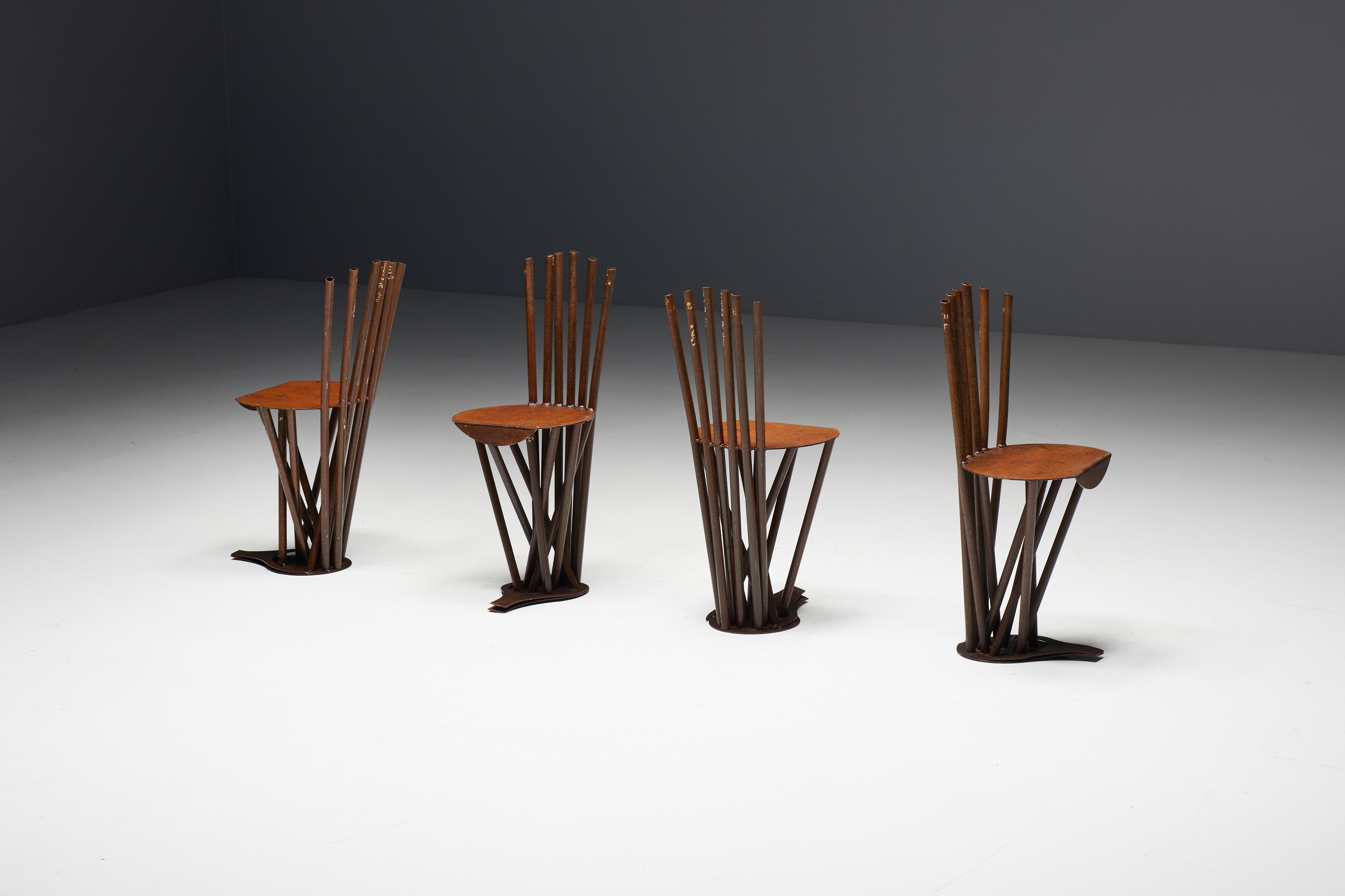 Industrial Wabi Sabi Primitive Chairs, France, 1950s For Sale 3
