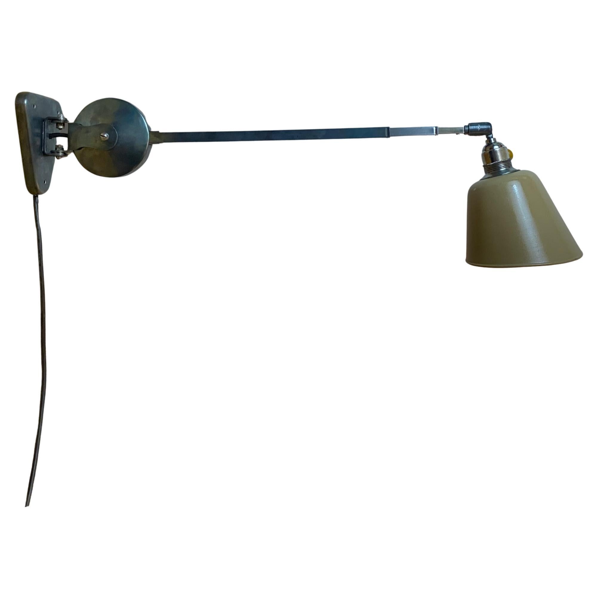 Industrial wall lamp by Metallwerke Schröder, Lobenstein, German, 1940s For Sale