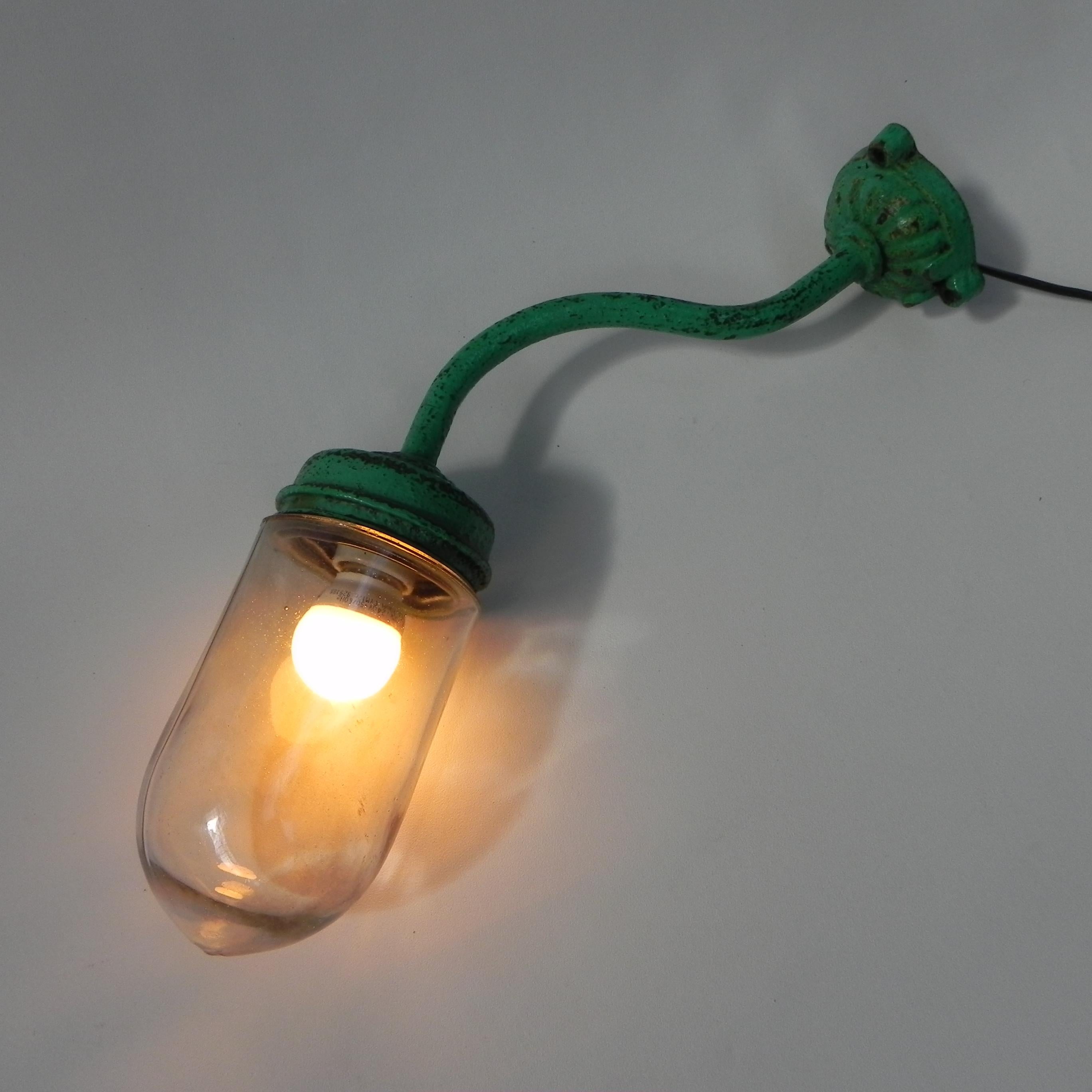 Belle Époque Industrial wall lamp, cast iron, glass For Sale
