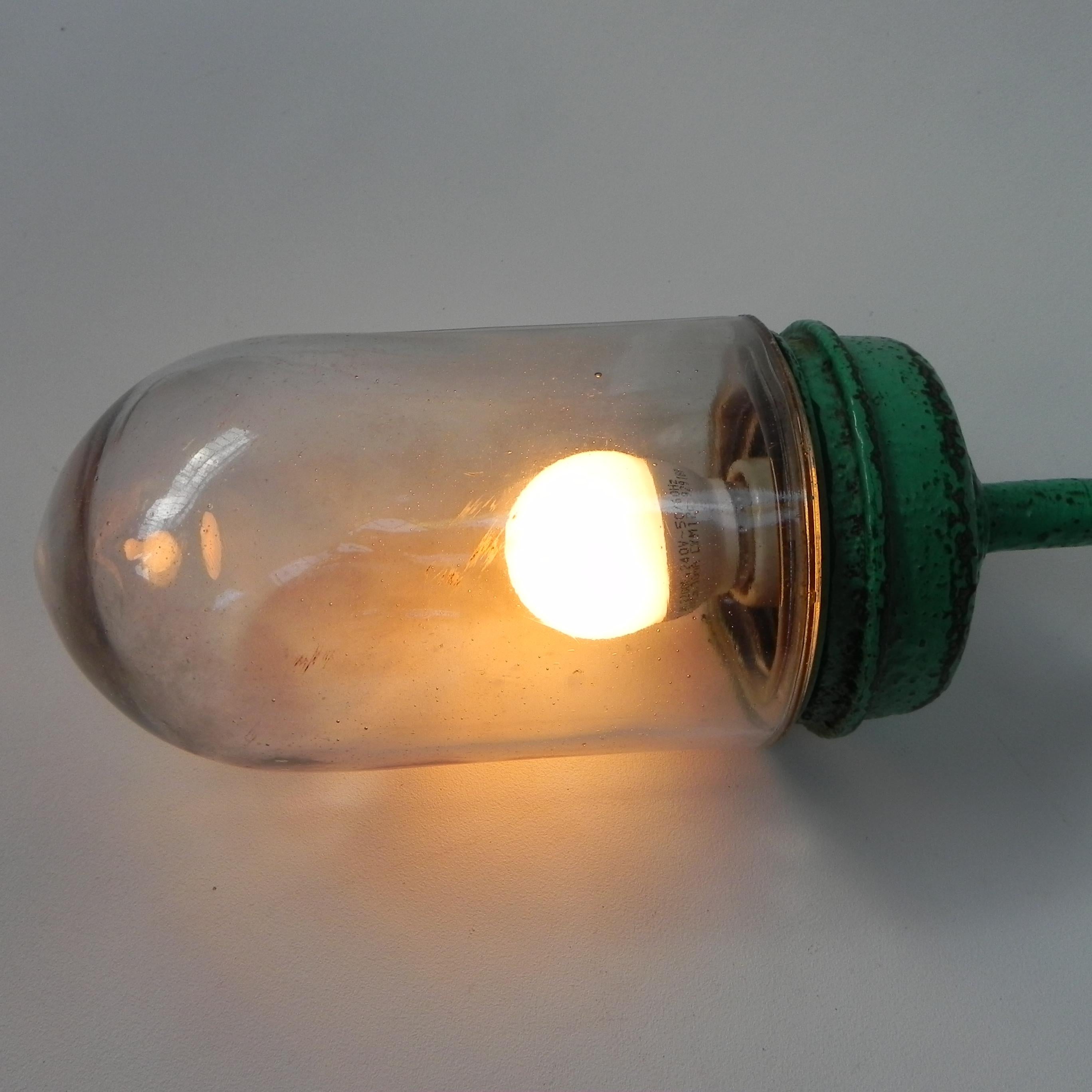 Industrial wall lamp, cast iron, glass In Good Condition For Sale In EINDHOVEN, NL
