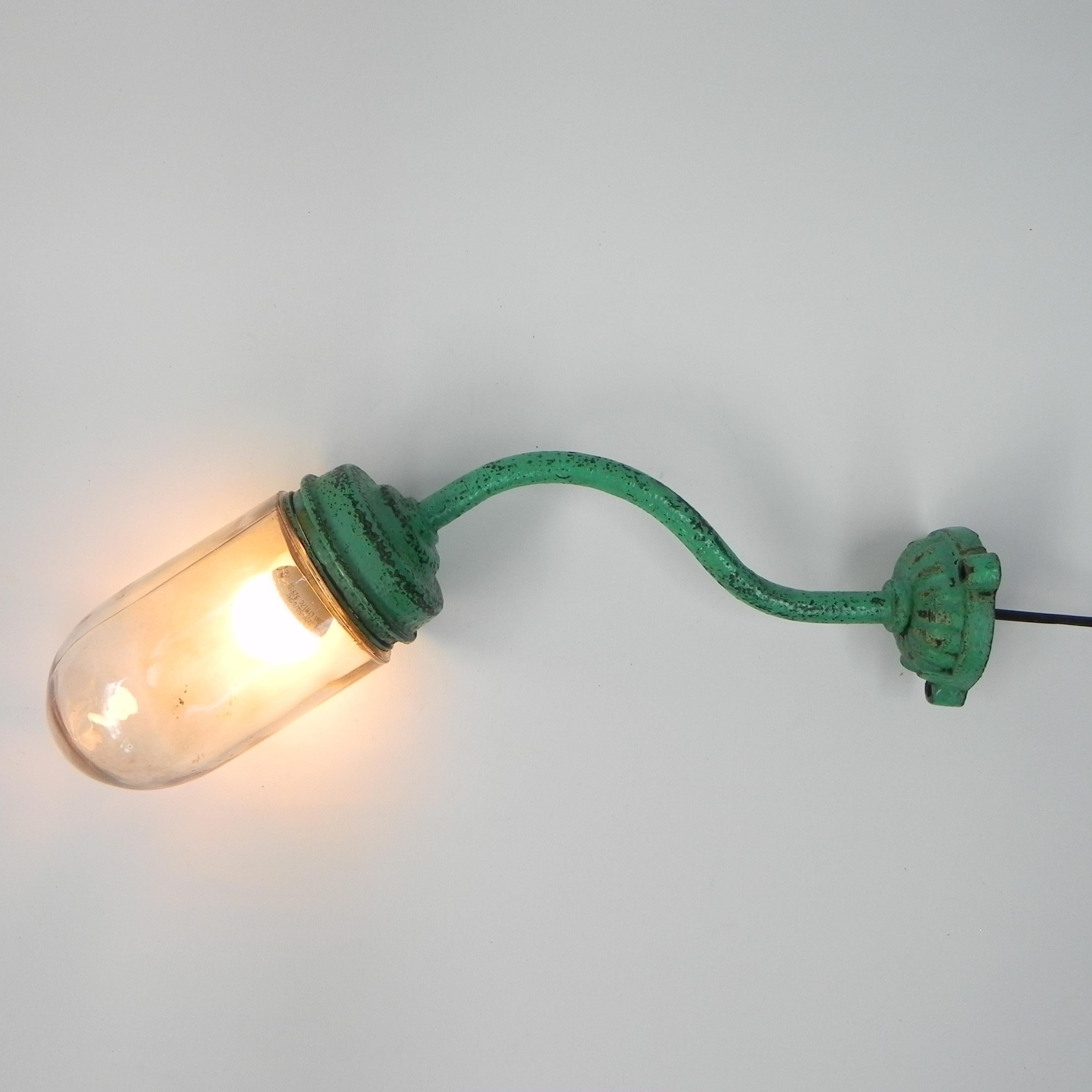 Industrial wall lamp, cast iron, glass For Sale 1
