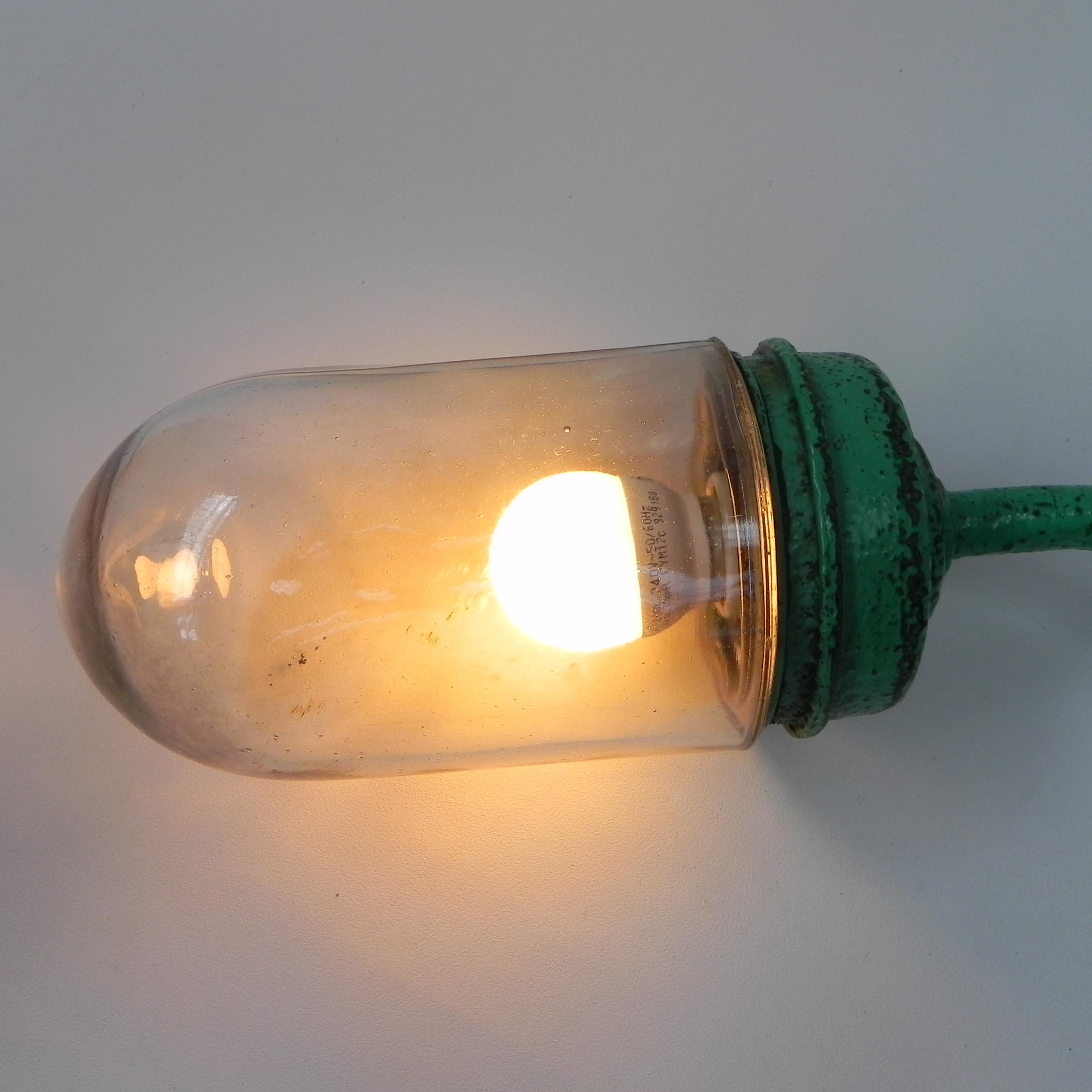 Industrial wall lamp, cast iron, glass For Sale 2