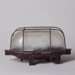 Industrial Wall Light in Bakelite & Glass with Metal Cage, Czechoslovakia 1960