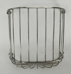 Industrial Wall Mount Nickel-Plated Towel Basket Attributed to Brasscrafter