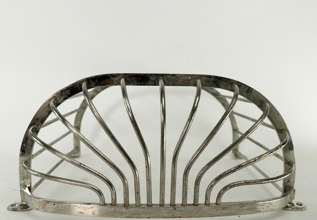Industrial Wall Mount Nickel-Plated Towel Basket Attributed to Brasscrafter 1