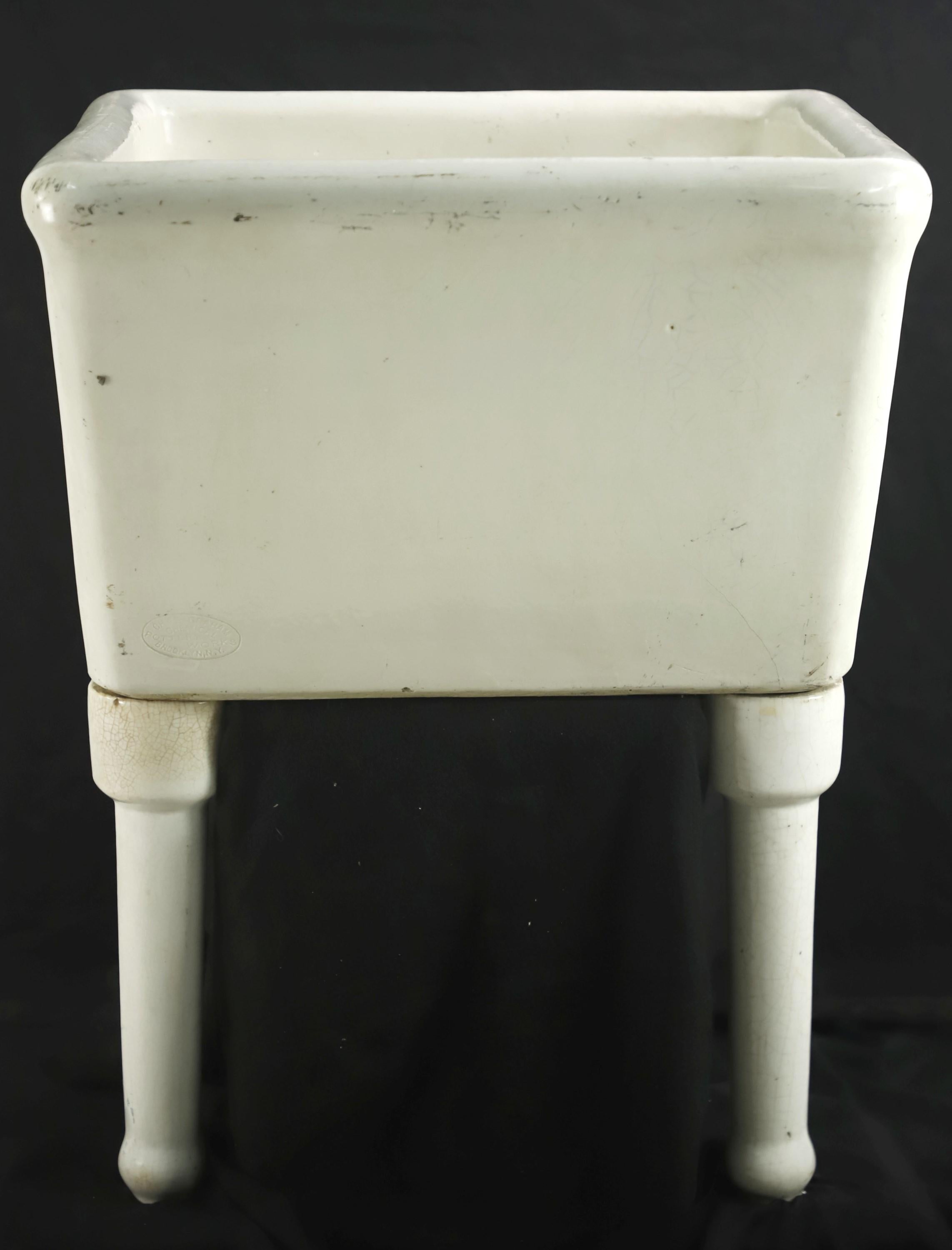 Industrial Wall Mounted White Earthenware Slop Sink In Good Condition In New York, NY