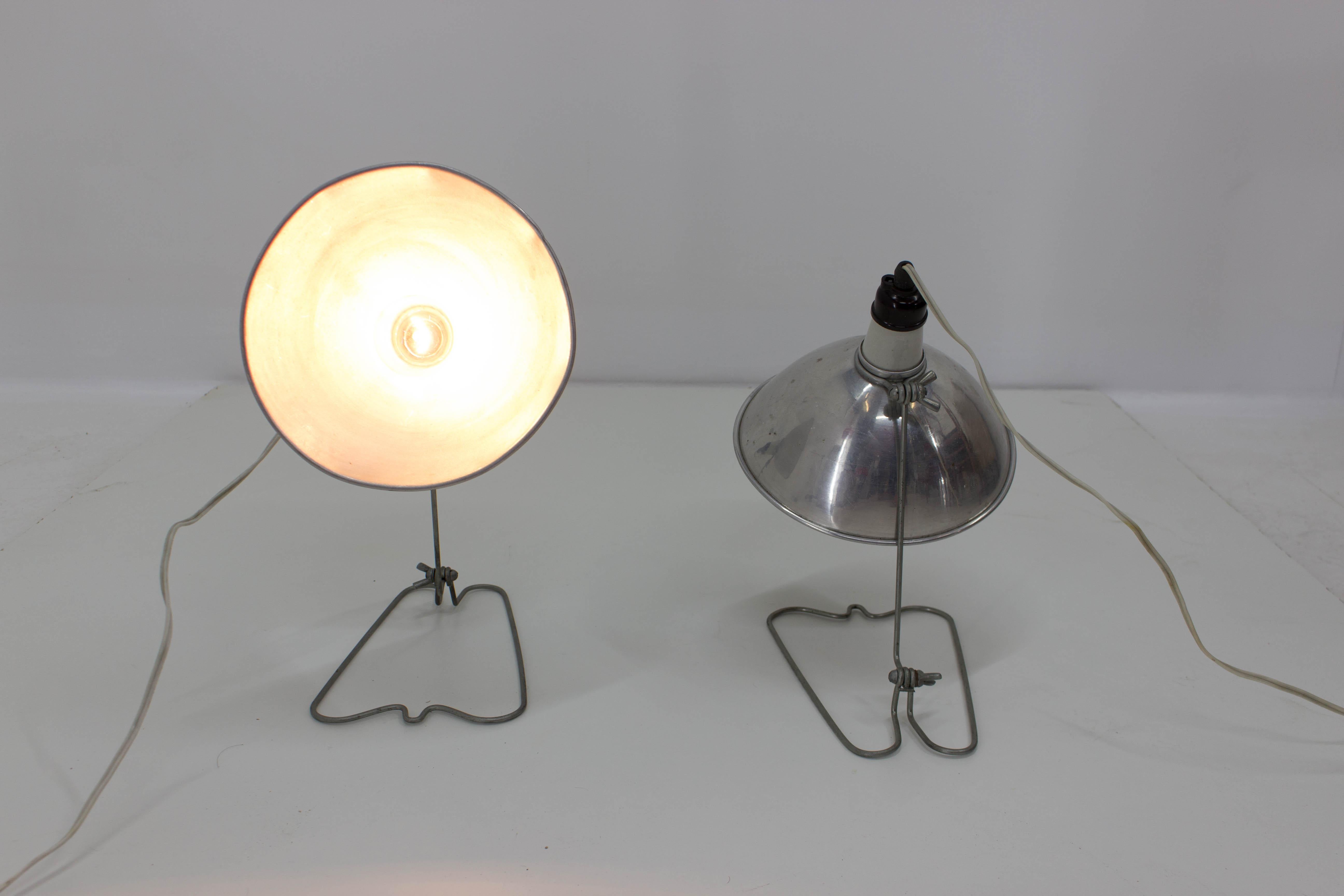 Czech Industrial Wall or Table Lamps, Set of Two, Max 500W For Sale