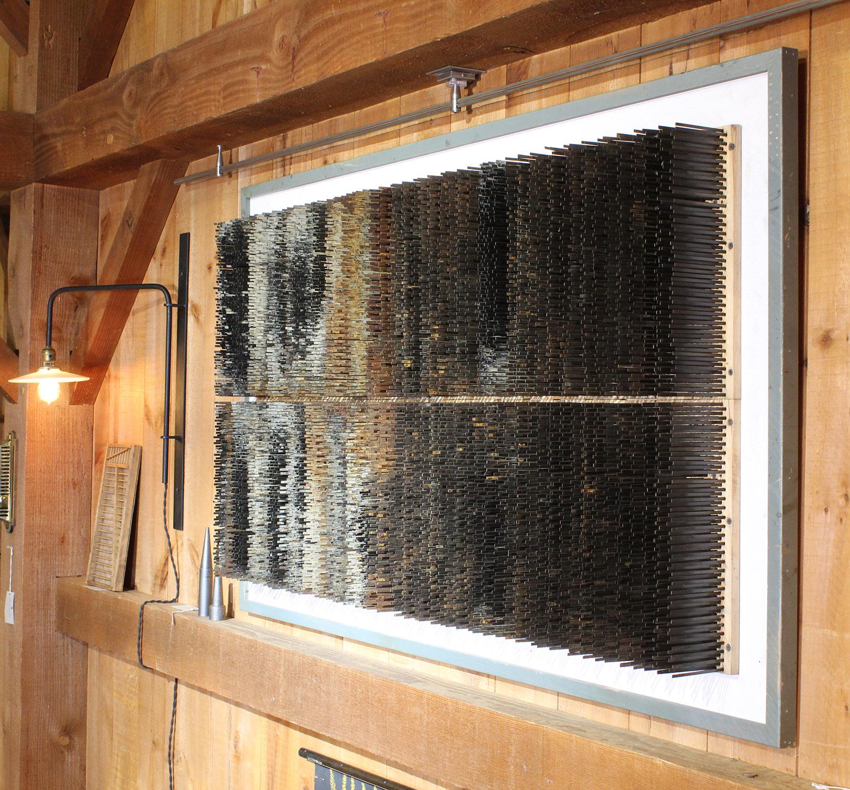 Industrial Wall Sculpture, Distressed Conveyor Brushes For Sale 3