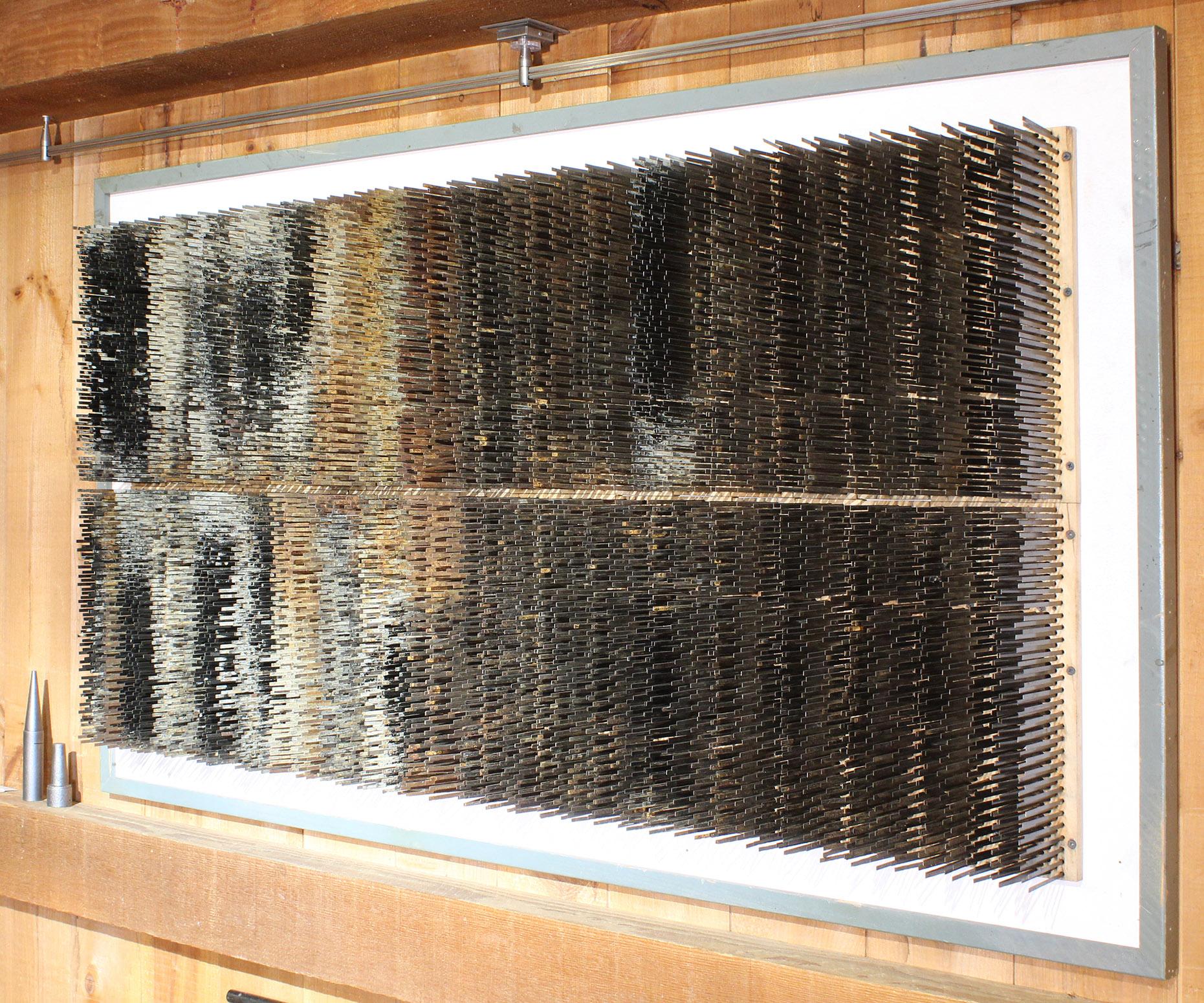 Industrial Wall Sculpture, Distressed Conveyor Brushes For Sale 4