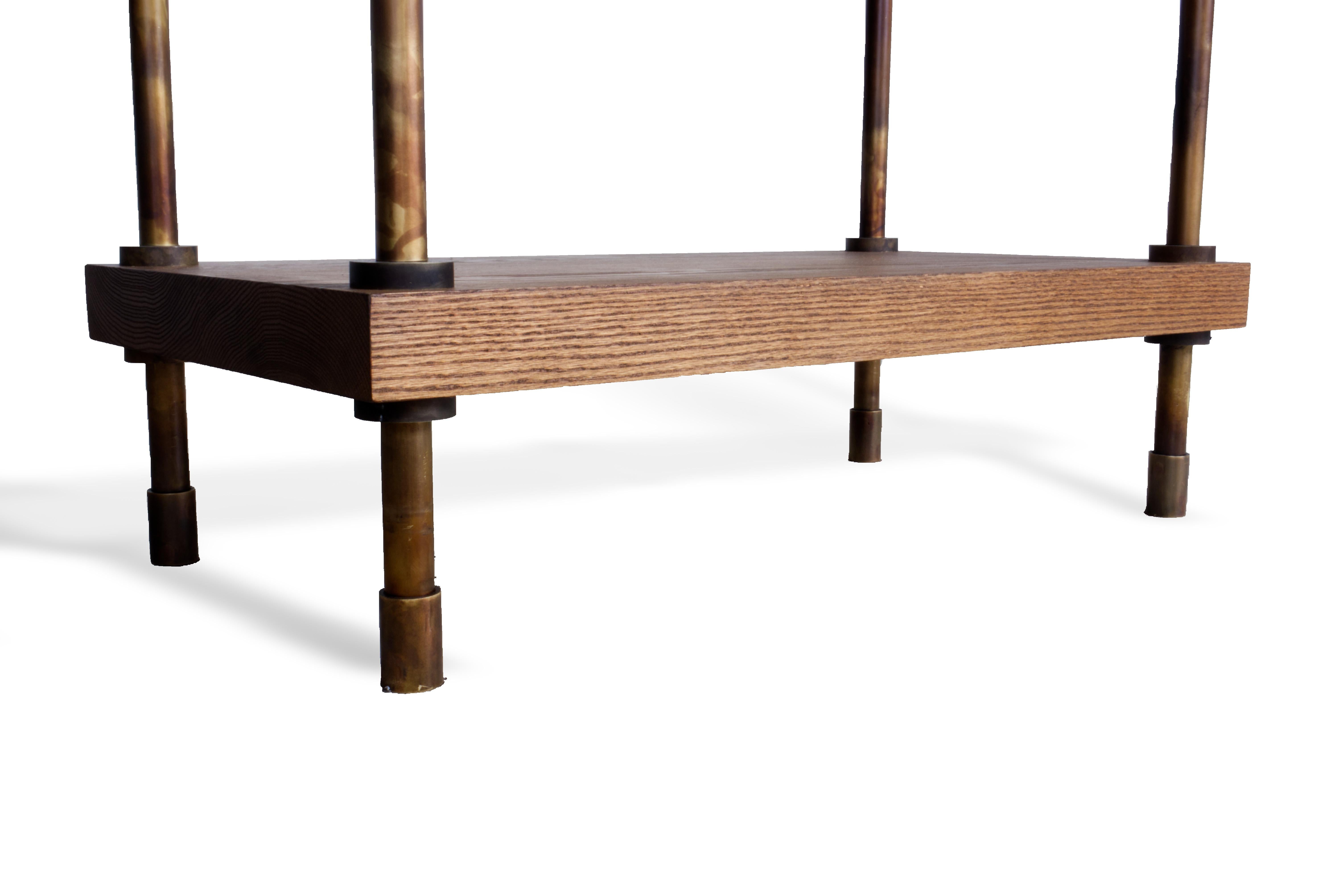 Organic Modern Industrial Walnut Bookshelf For Sale