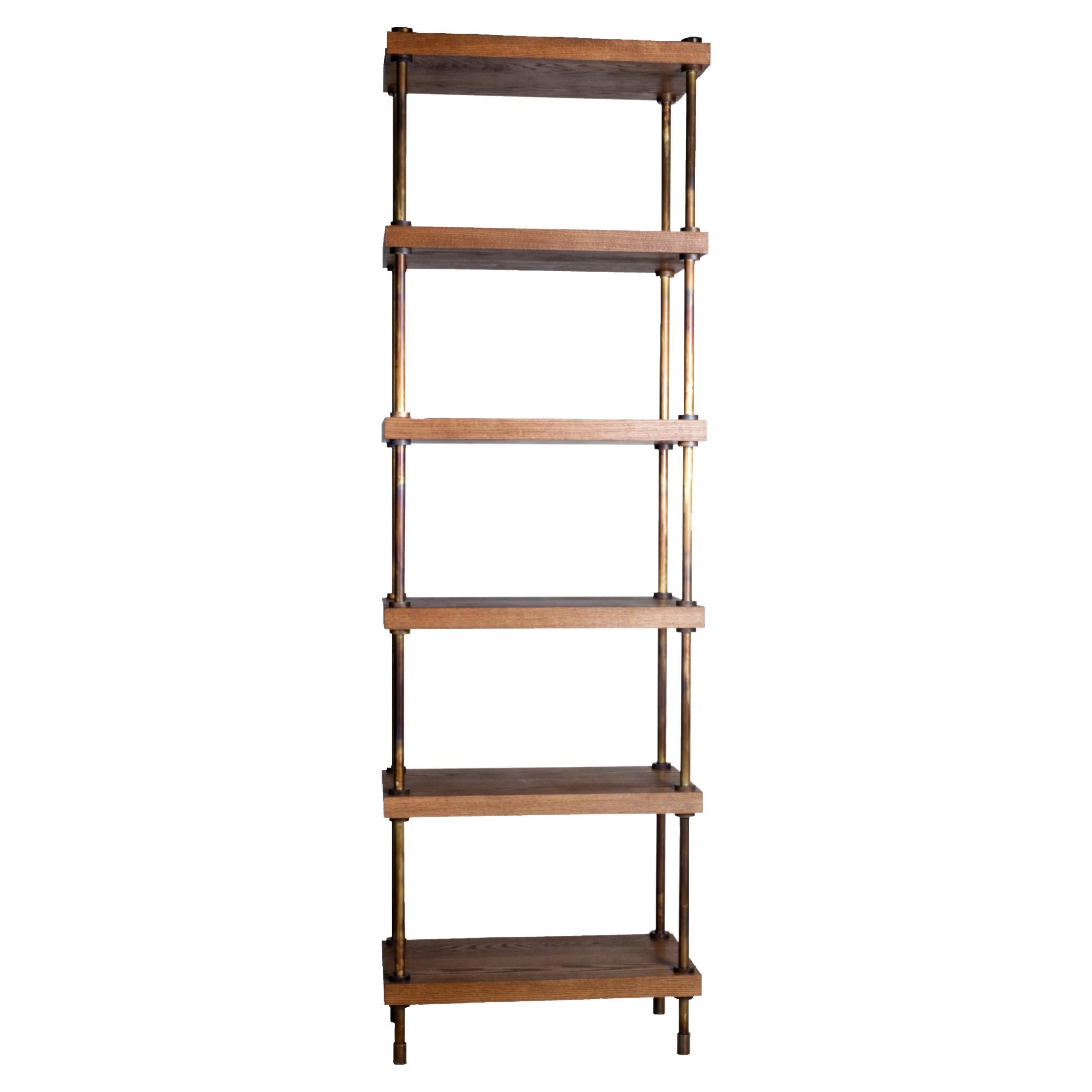 Industrial Walnut Bookshelf For Sale