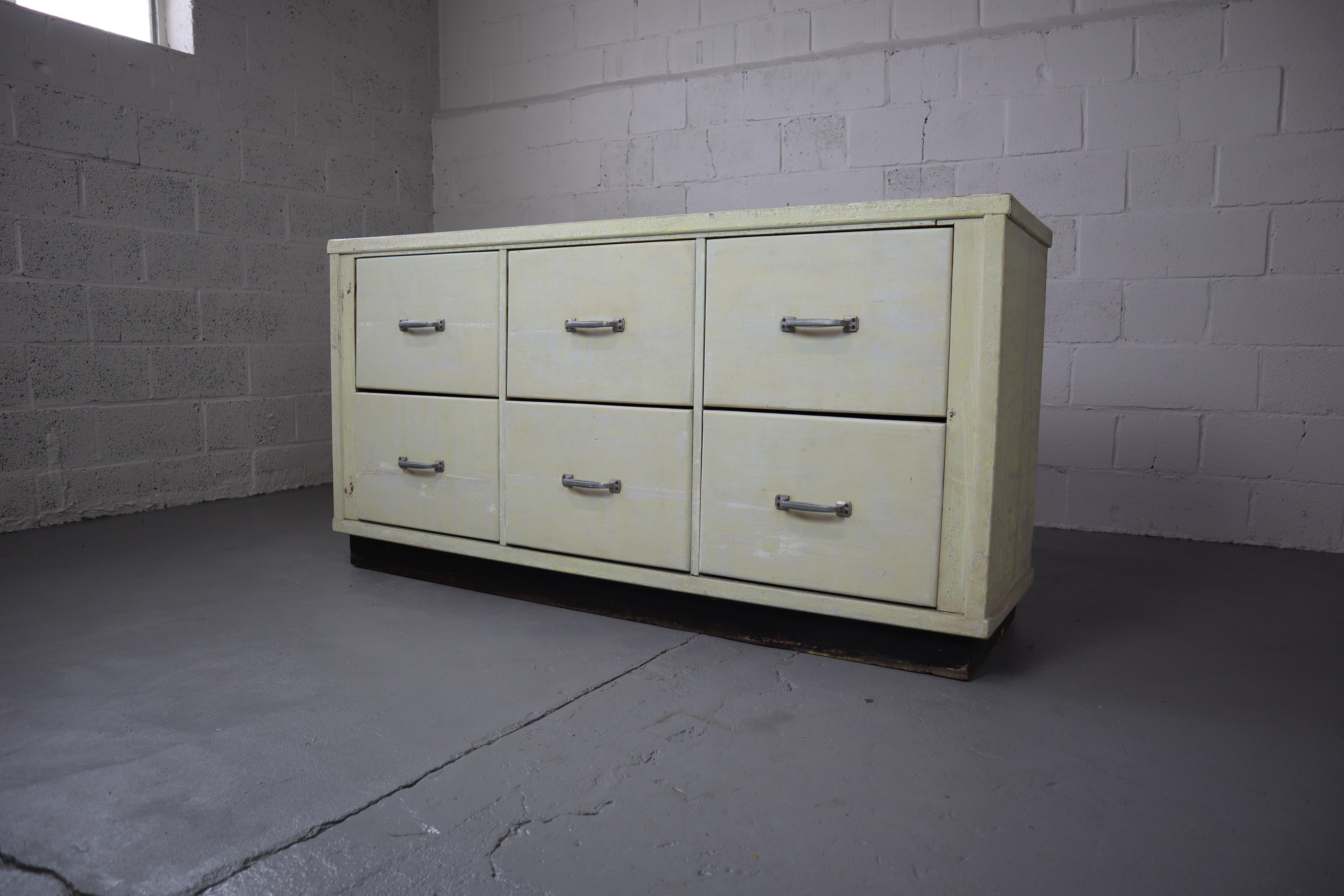 Aluminum Industrial Weathered Bank of Drawers