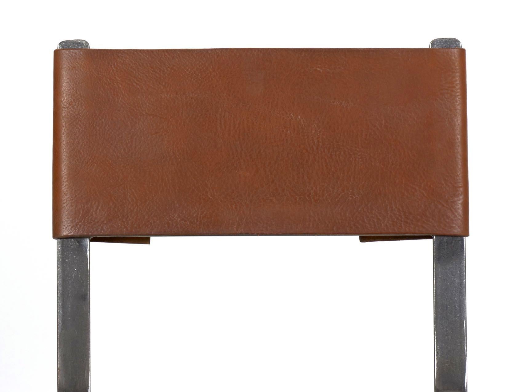 Industrial Welded Steel and Leather Accent Side Chair 2