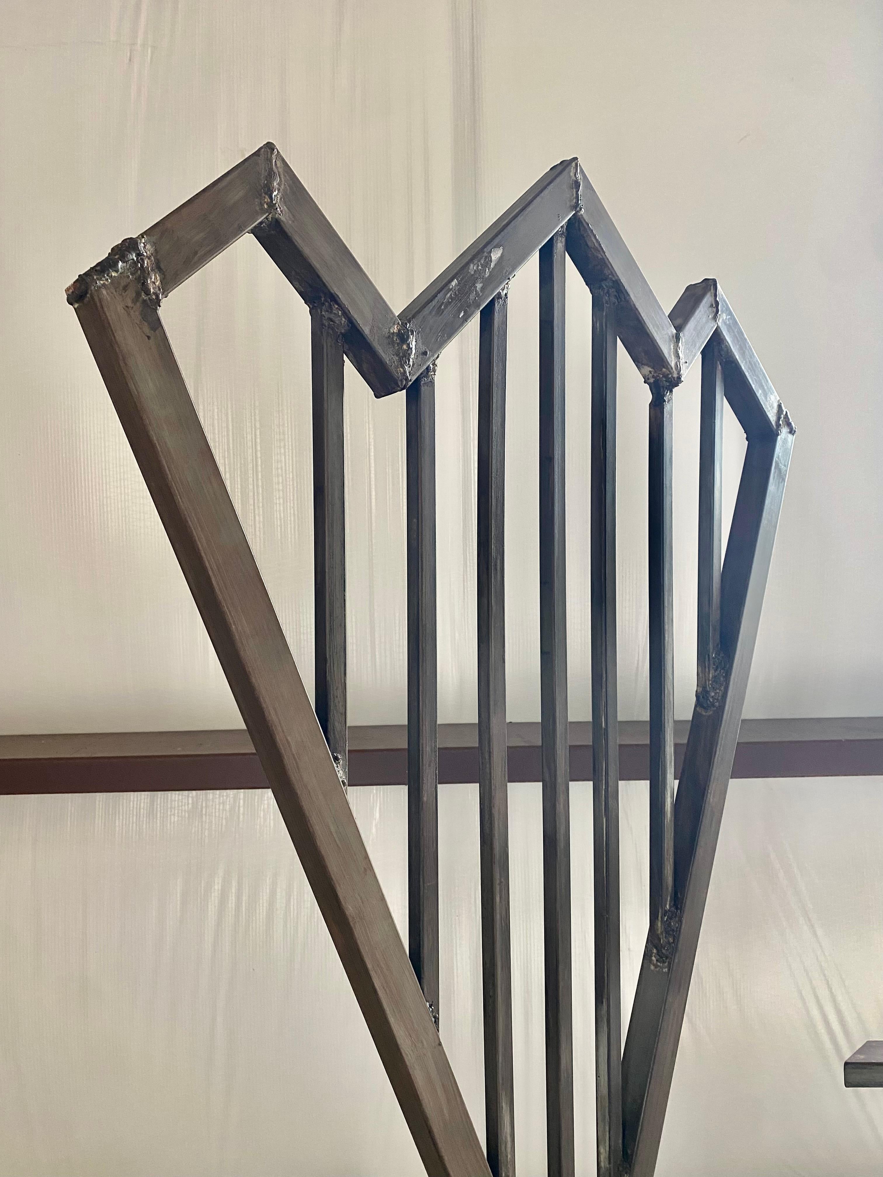 Industrial Welded Steel Artist-Made Chair on Brass Casters im Angebot 2