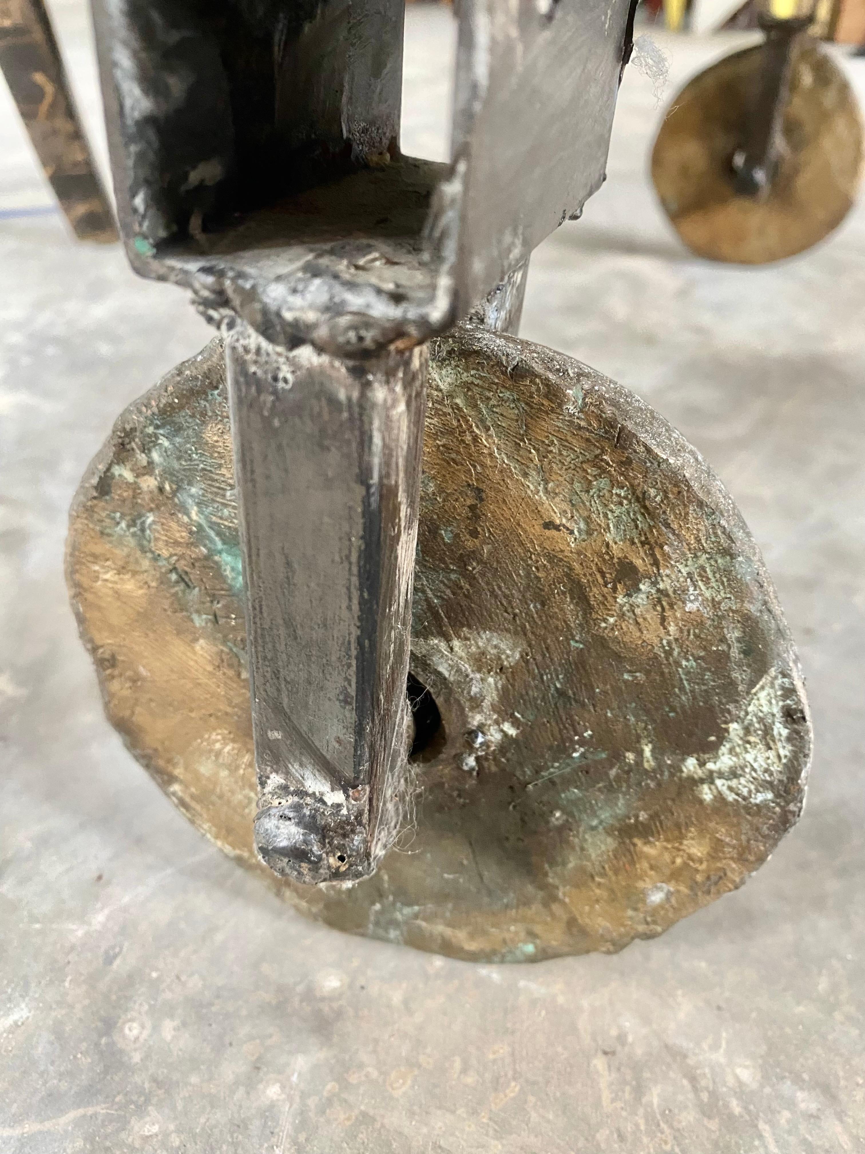 Industrial Welded Steel Artist-Made Chair on Brass Casters im Angebot 7