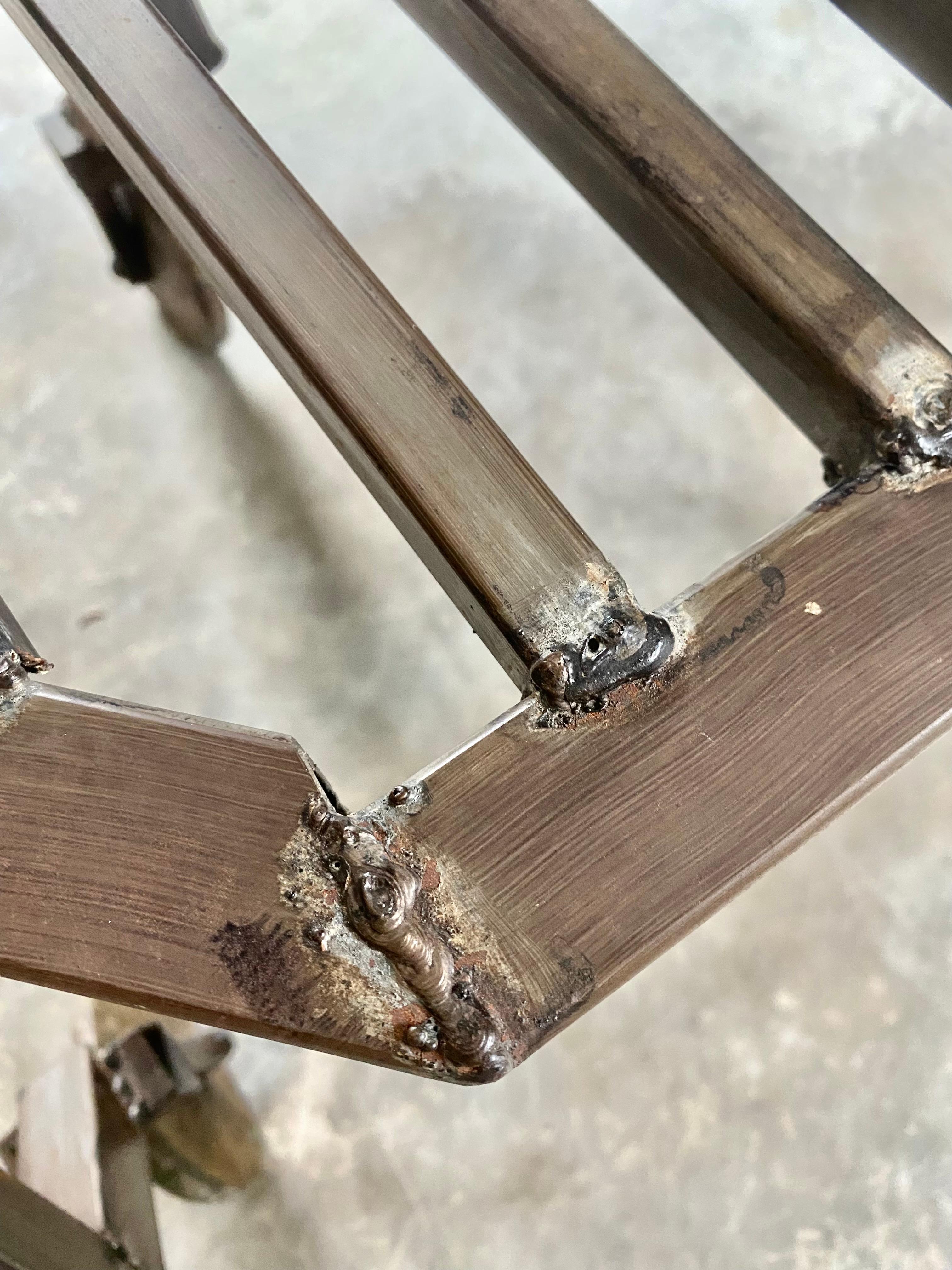 Industrial Welded Steel Artist-Made Chair on Brass Casters im Angebot 8