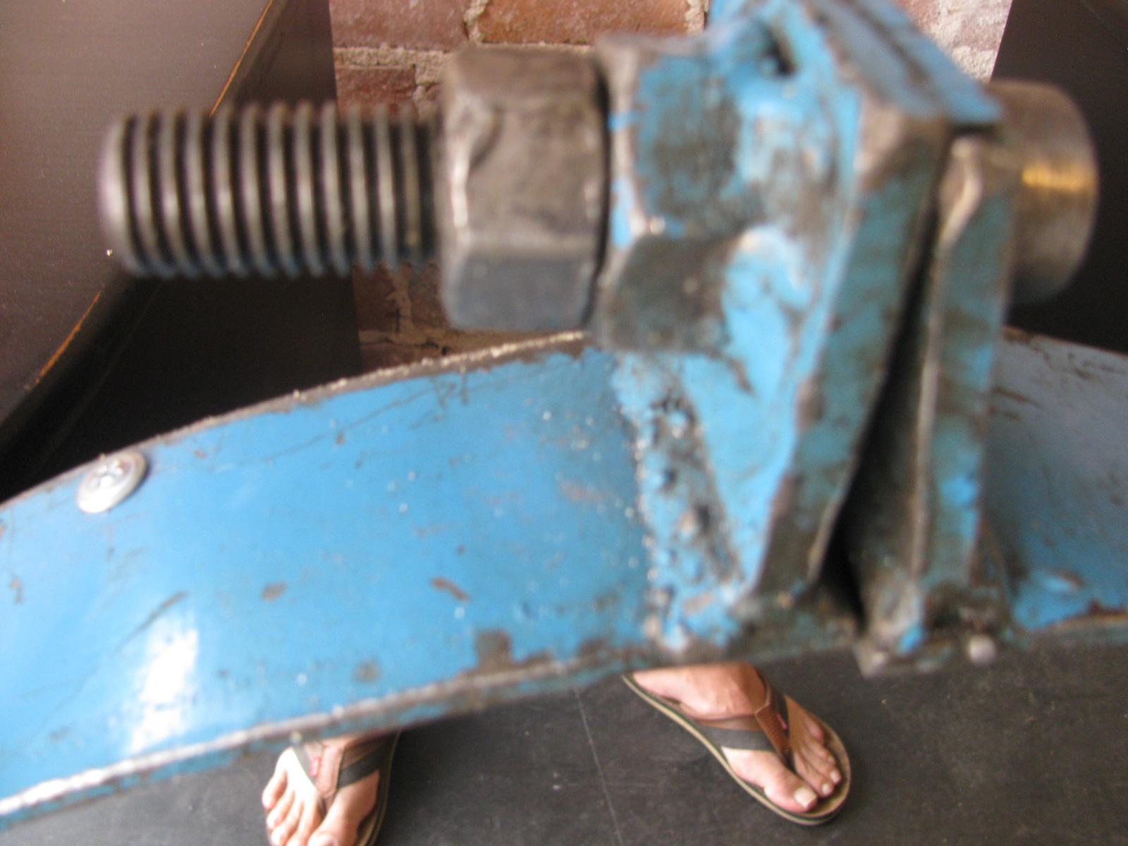 American Industrial Wheel Mirror in Blue Iron