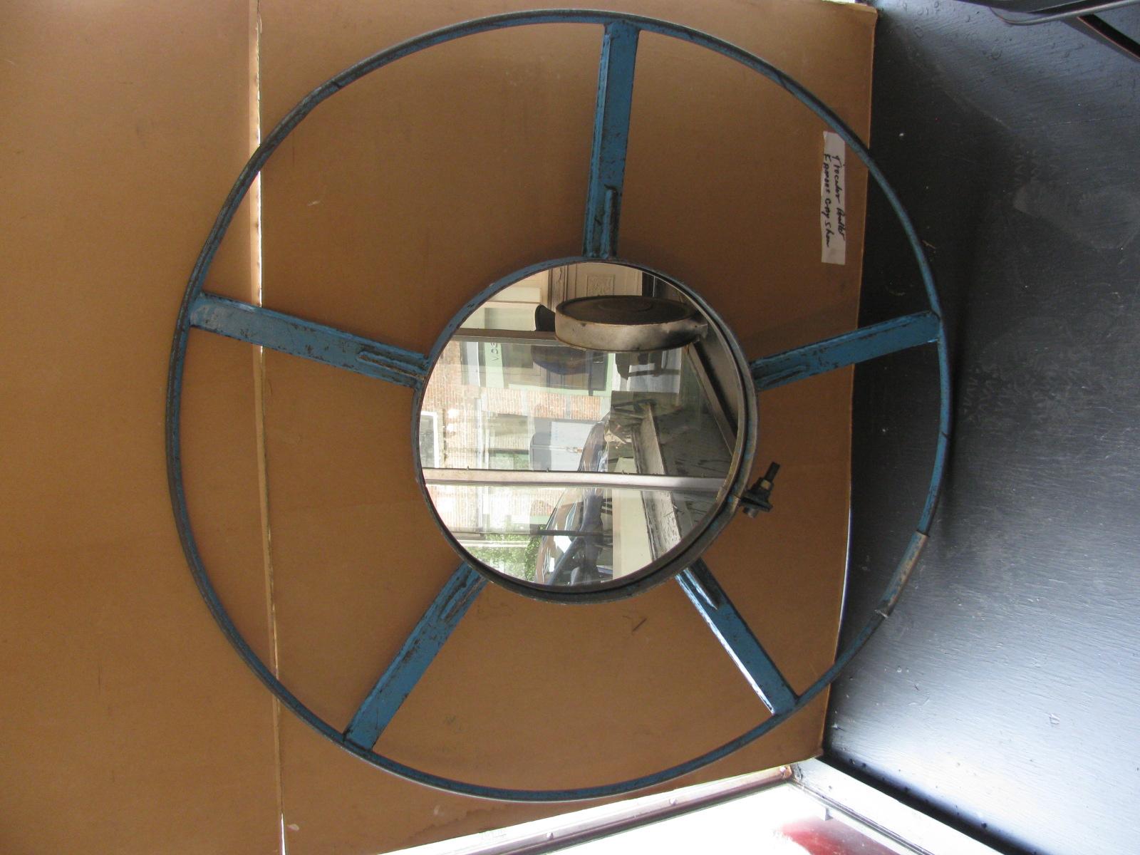 Industrial Wheel Mirror in Blue Iron 3