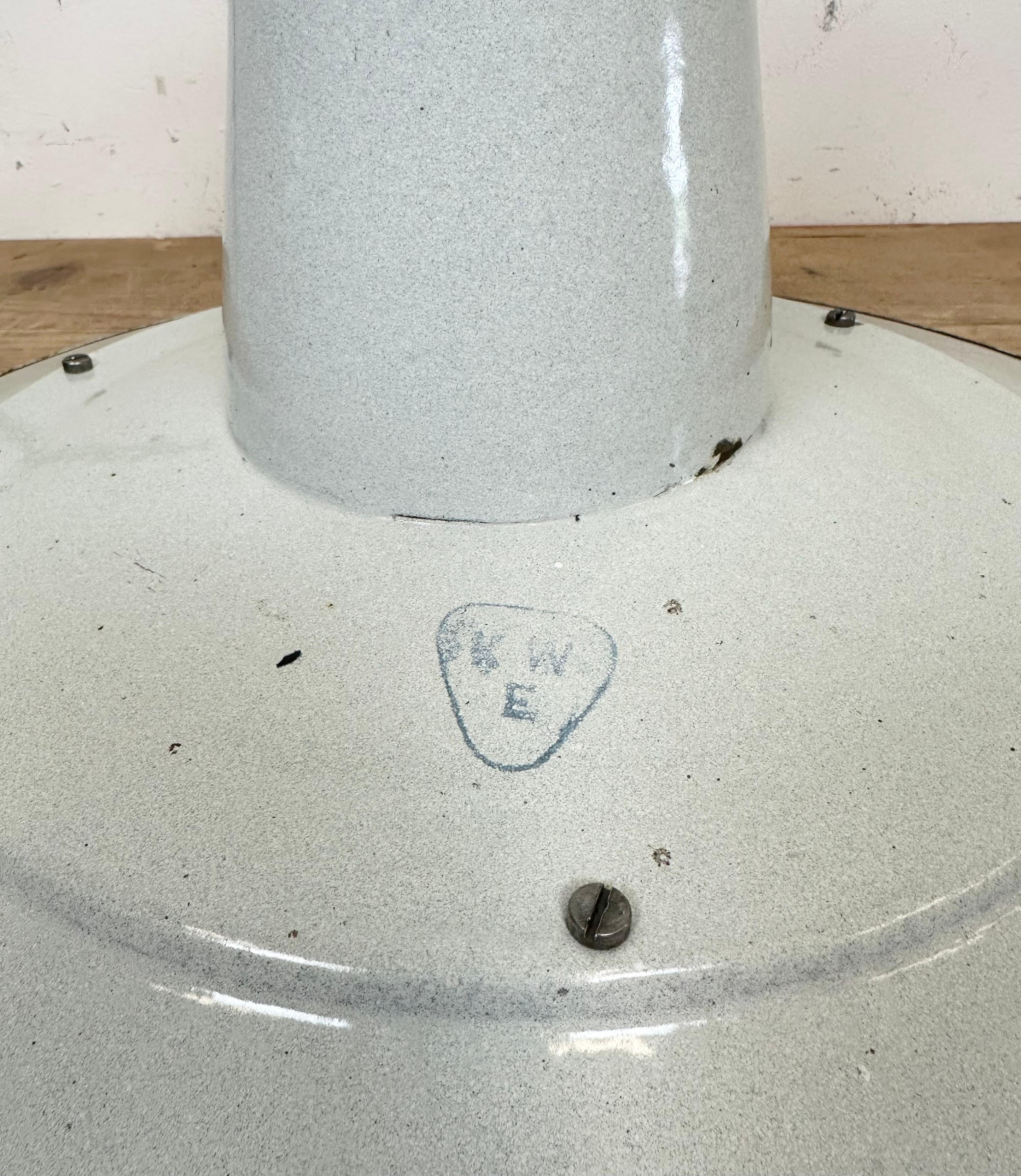 Industrial White Enamel Factory Pendant Lamp, 1960s For Sale 9