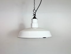 Industrial White Enamel Factory Pendant Lamp, 1960s