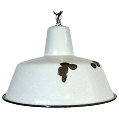 Industrial White Enamel Factory Pendant Lamp, 1960s