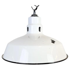 Industrial White Enamel Factory Pendant Lamp from Abolite, 1960s