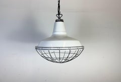 Industrial White Enamel Factory Pendant Lamp from Benjamin USA, 1960s