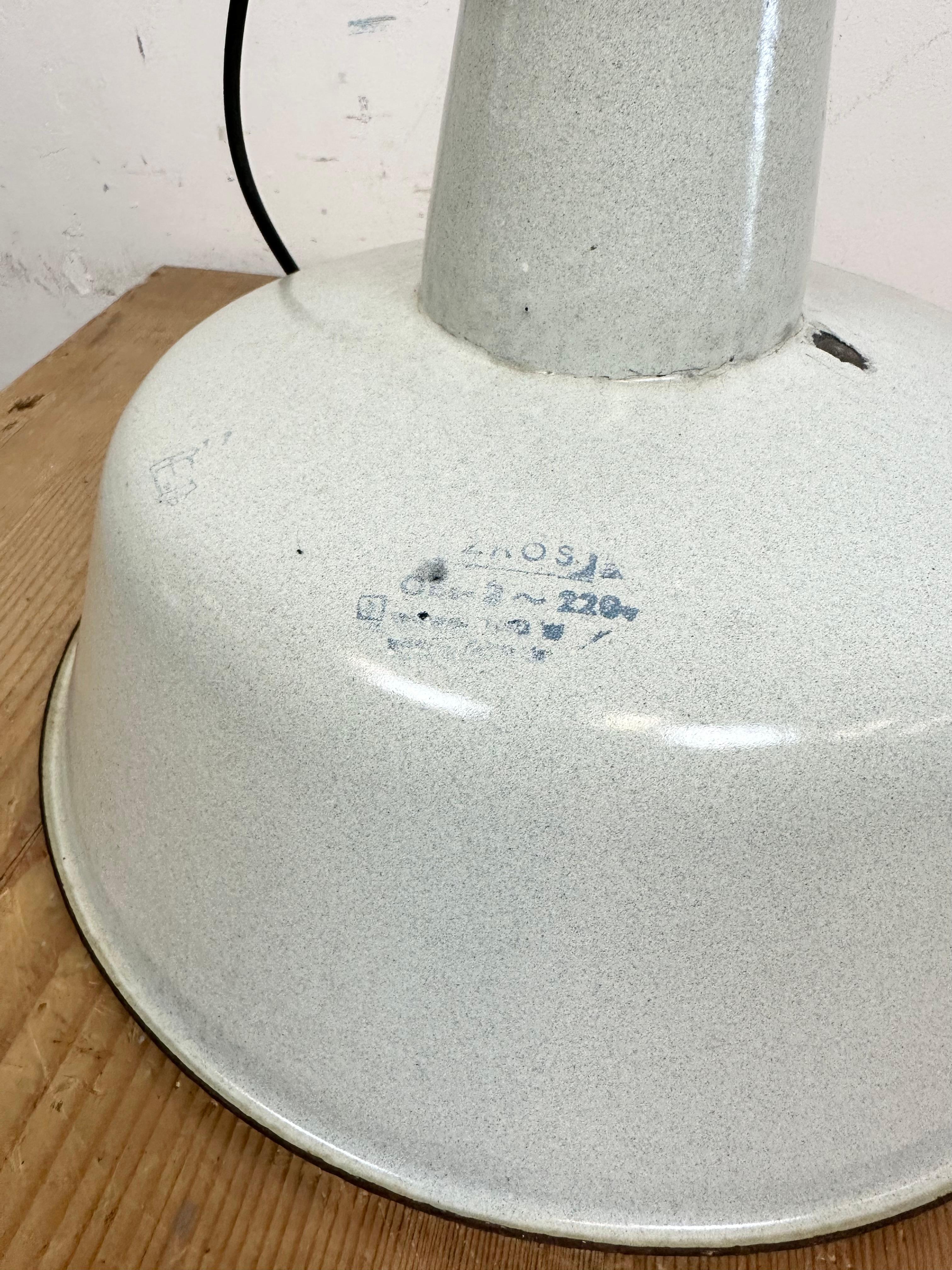 Industrial White Enamel Factory Pendant Lamp from Zaos, 1960s For Sale 8