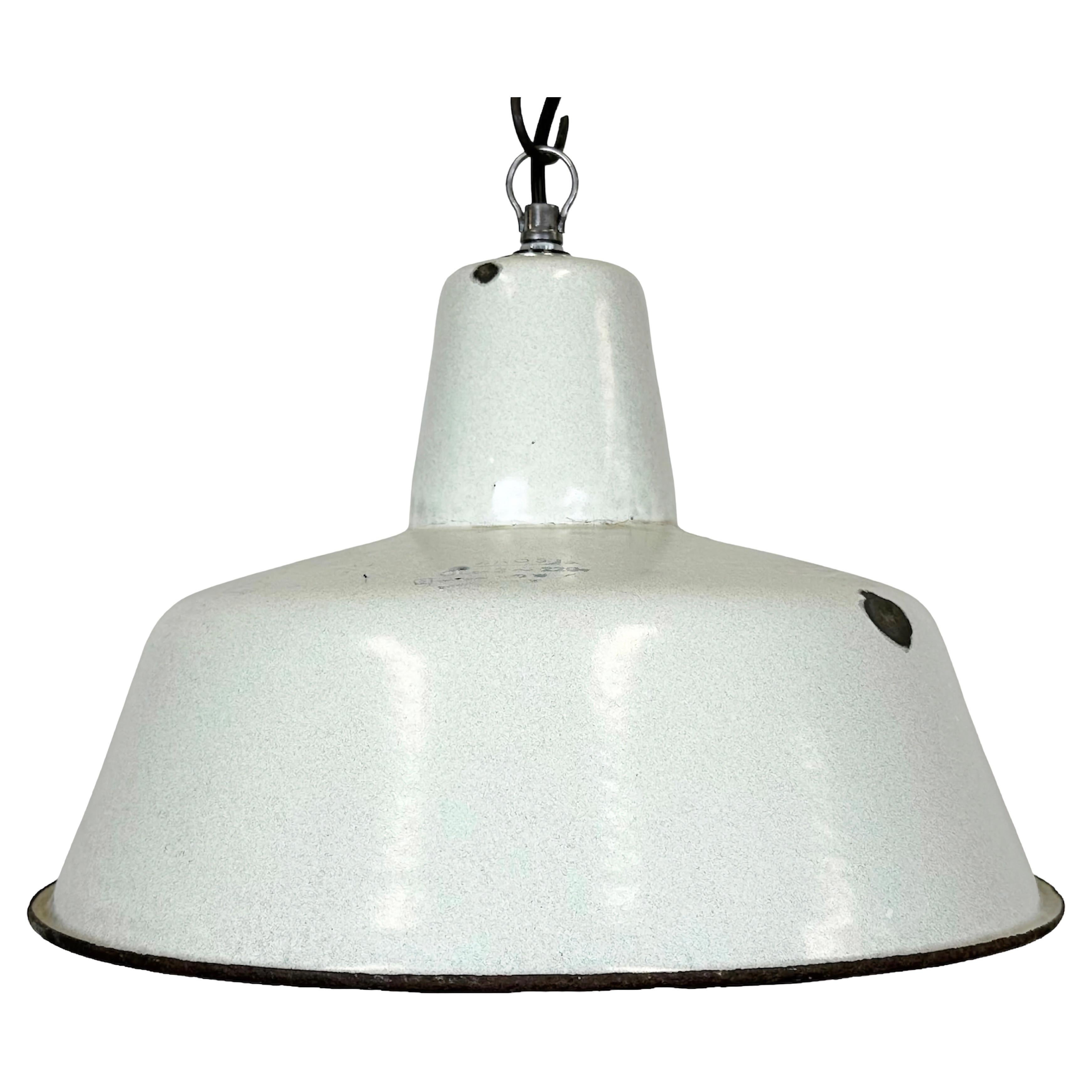 Industrial White Enamel Factory Pendant Lamp from Zaos, 1960s For Sale
