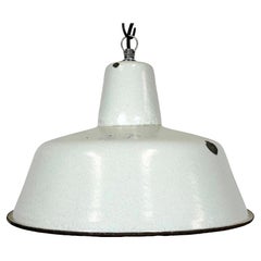 Vintage Industrial White Enamel Factory Pendant Lamp from Zaos, 1960s