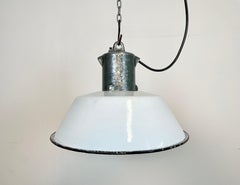 Industrial White Enamel Industrial Lamp with Cast Aluminium Top from EOW, 1950s