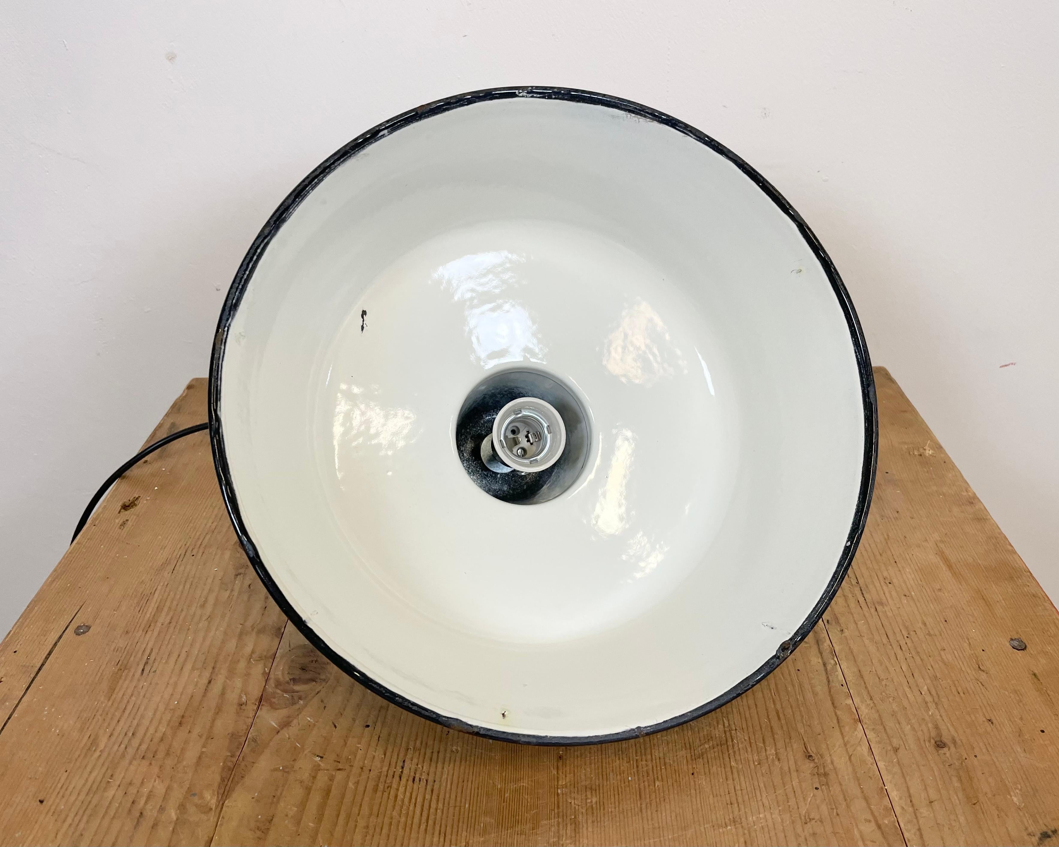 Industrial White Enamel Pendant Lamp, 1960s 5