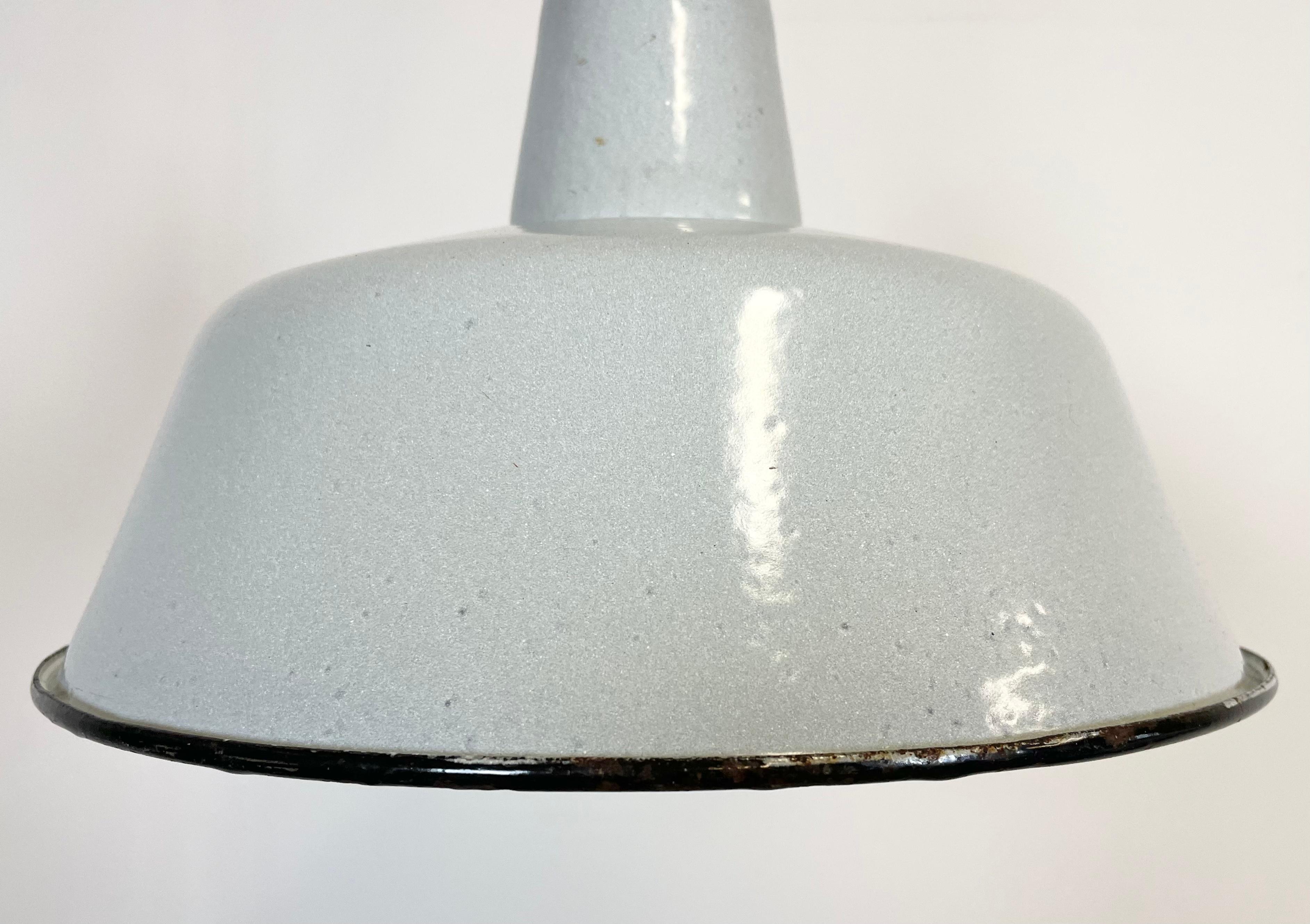 Industrial White Enamel Pendant Lamp, 1960s 1