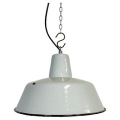 Industrial White Enamel Pendant Lamp, 1960s