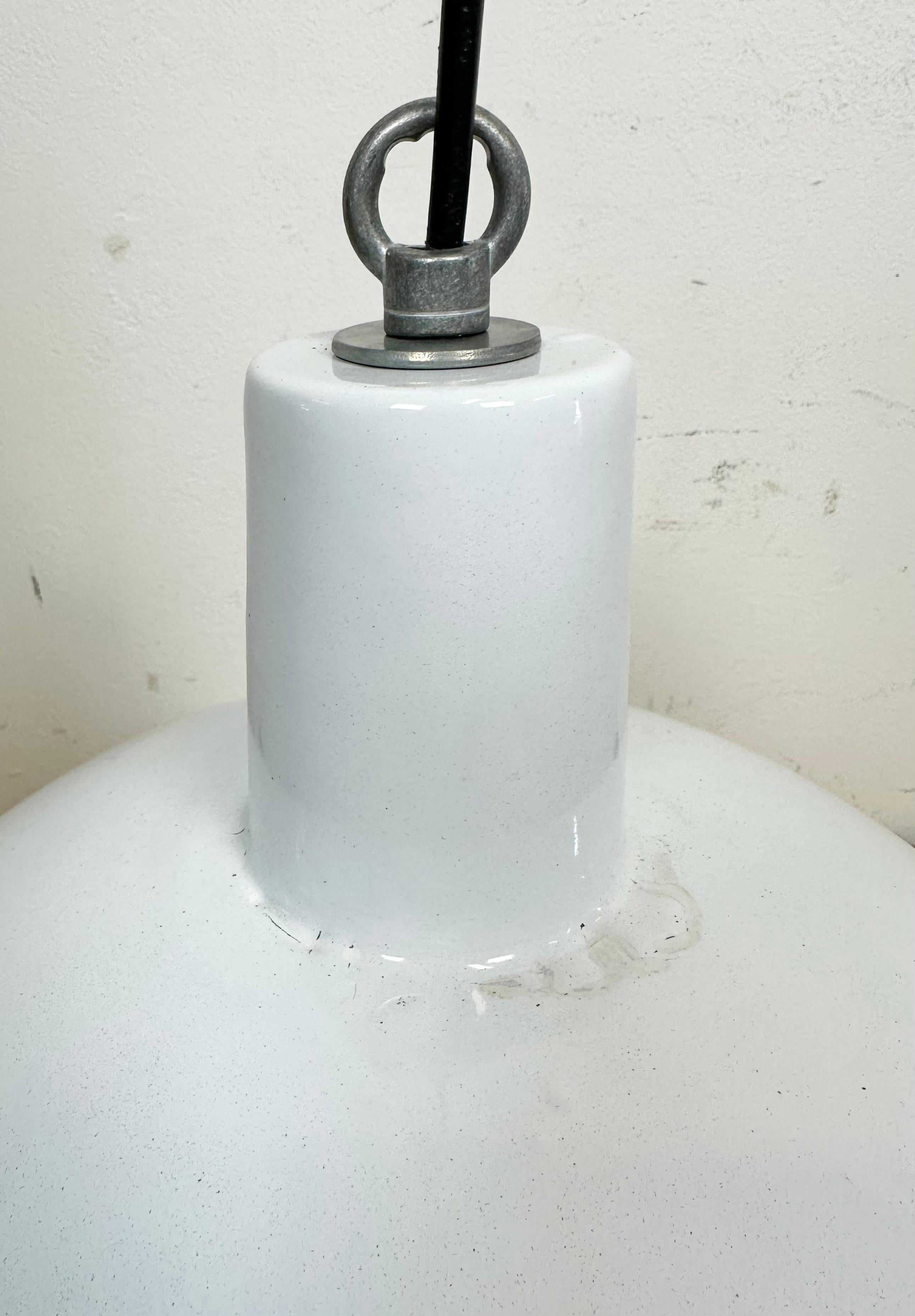 Industrial White Enamel Pendant Lamp from Emax, 1960s For Sale 5