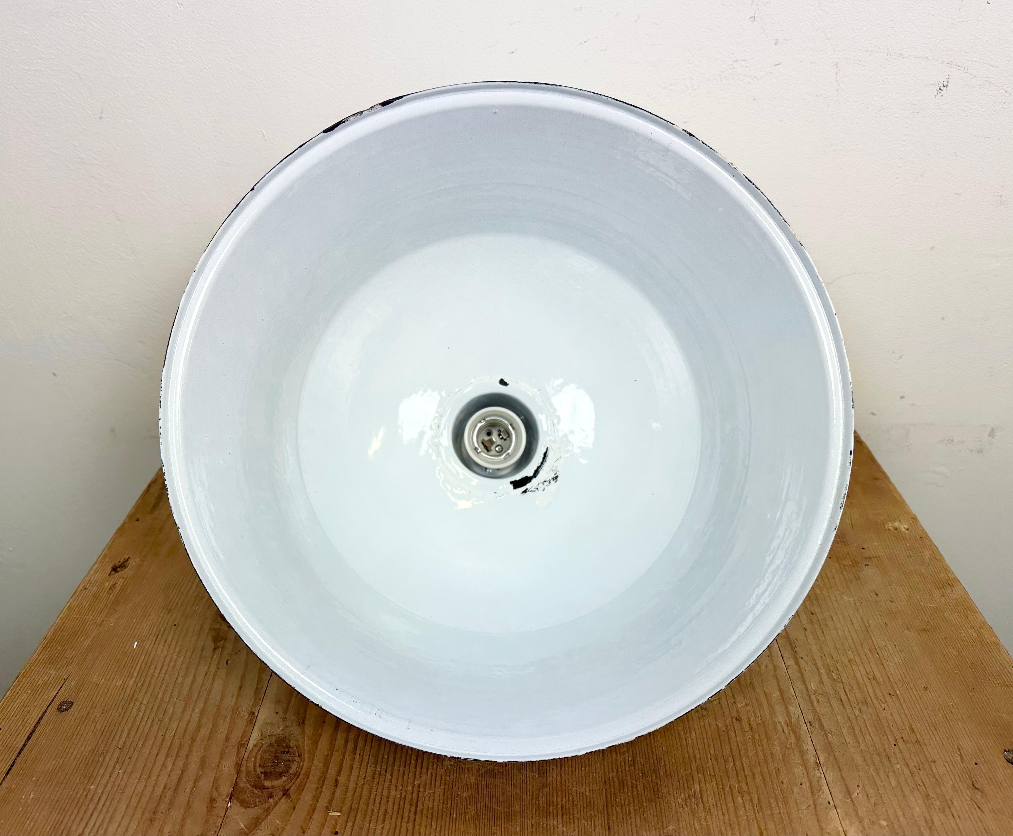 Industrial White Enamel Pendant Lamp from Emax, 1960s For Sale 6