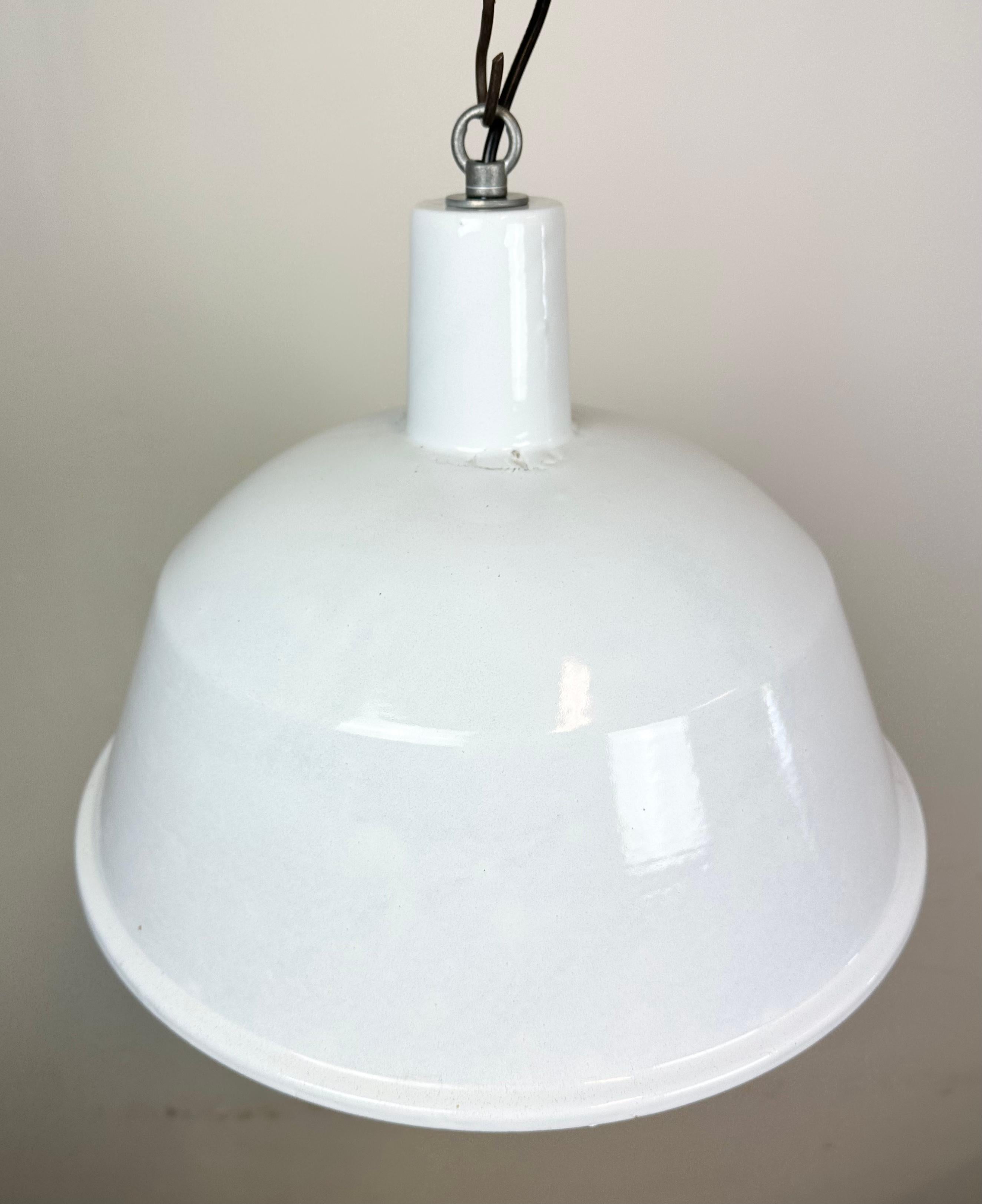 20th Century Industrial White Enamel Pendant Lamp from Emax, 1960s For Sale