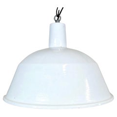 Industrial White Enamel Pendant Lamp from Emax, 1960s