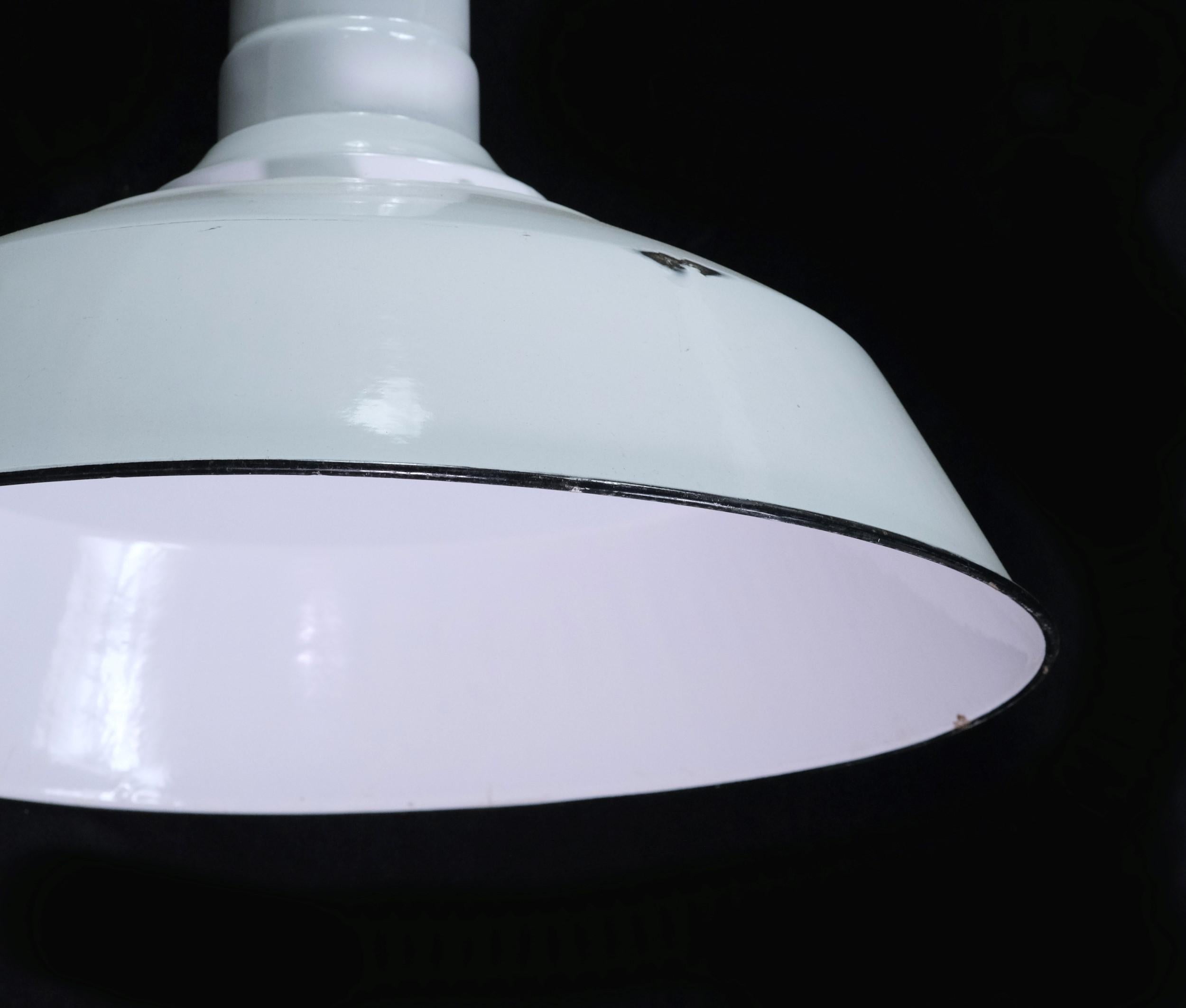 Industrial White Enamel Slotted Top Factory Pendant Light Quantity Available 2