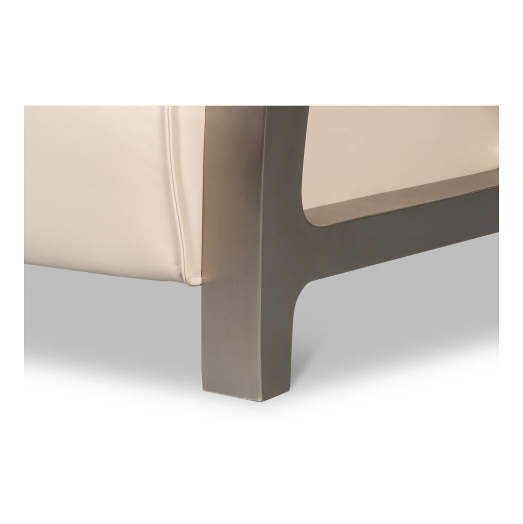 Fauteuil industriel en cuir blanc en vente 4