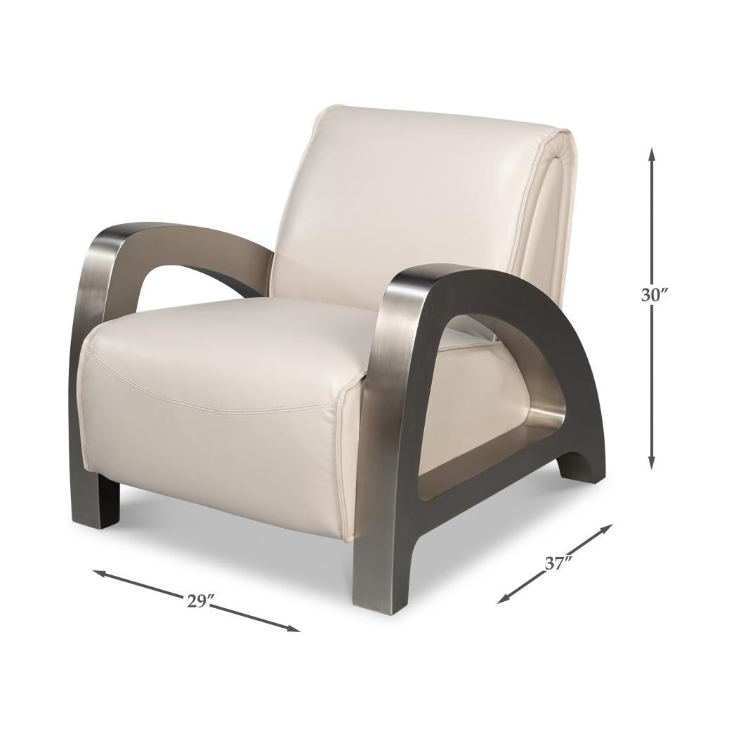 Fauteuil industriel en cuir blanc en vente 5