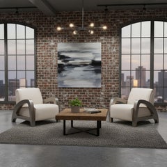 Industrieller Sessel aus weißem Leder