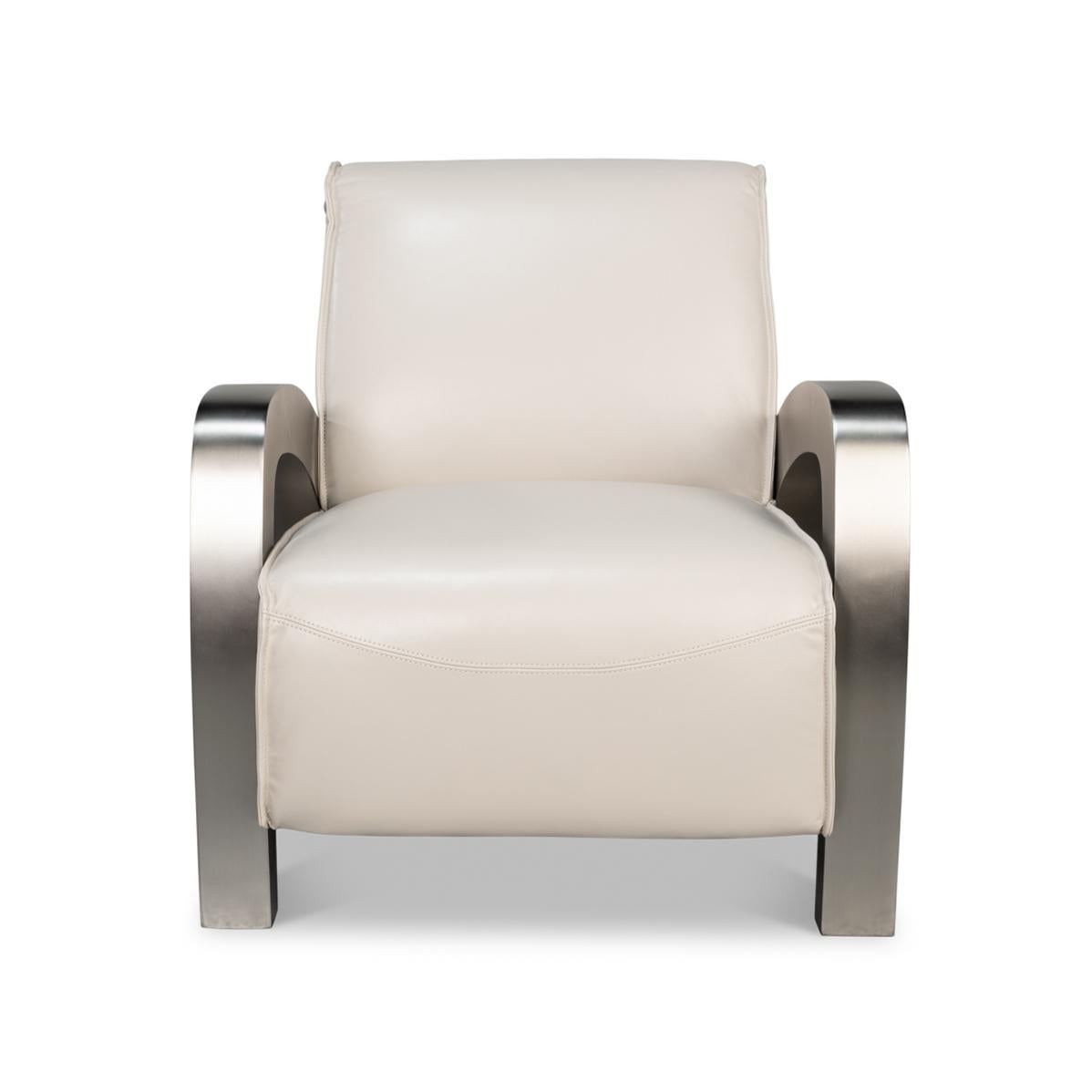 Industriel Fauteuil industriel en cuir blanc en vente