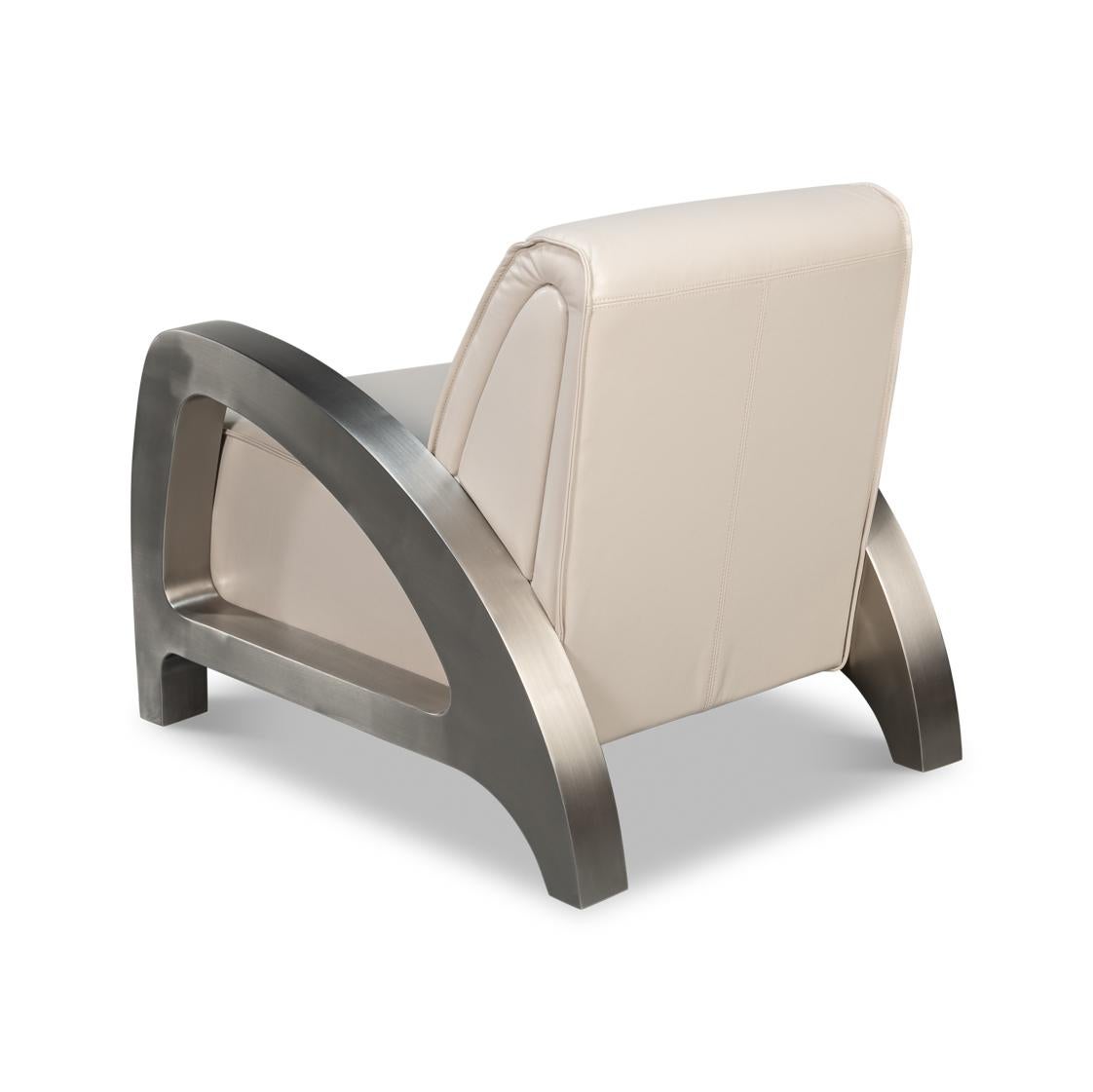 XXIe siècle et contemporain Fauteuil industriel en cuir blanc en vente
