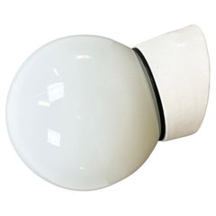 Industrial White Porcelain Wall Light with Milk Glass, 1970s