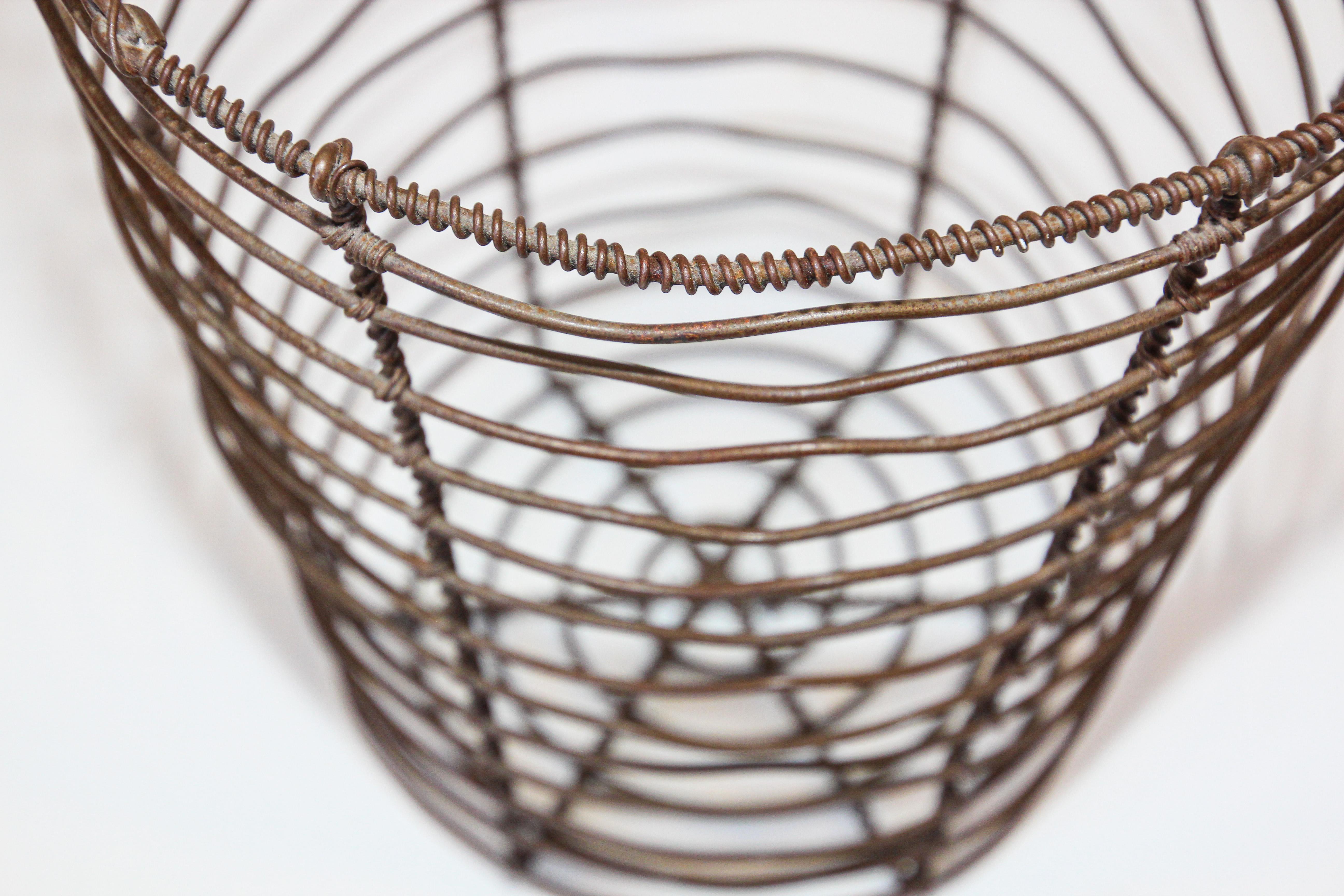 Hand-Crafted Industrial Wire Basket For Sale